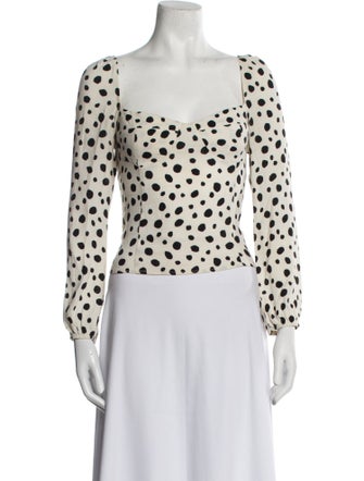 Reformation Polka Dot Print Square Neckline Crop Top