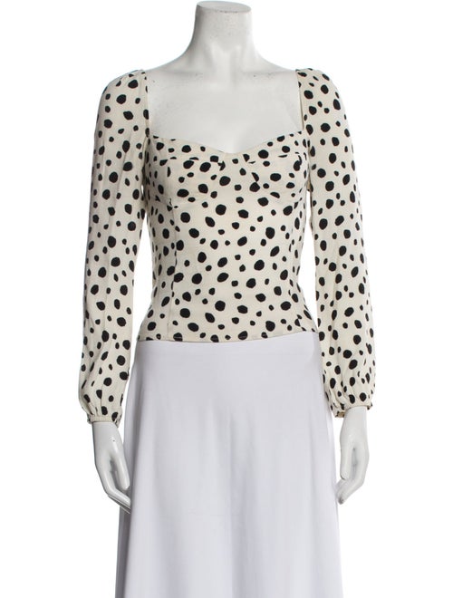 Reformation Polka Dot Print Square Neckline Crop Top