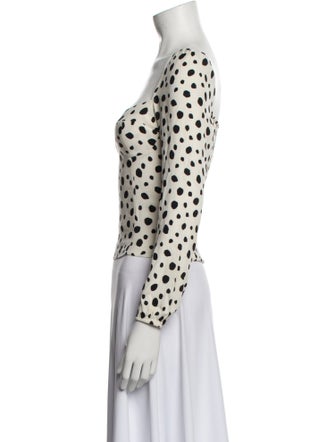 Reformation Polka Dot Print Square Neckline Crop Top