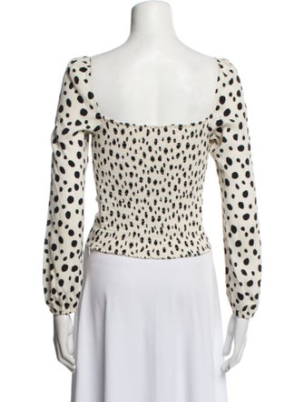 Reformation Polka Dot Print Square Neckline Crop Top