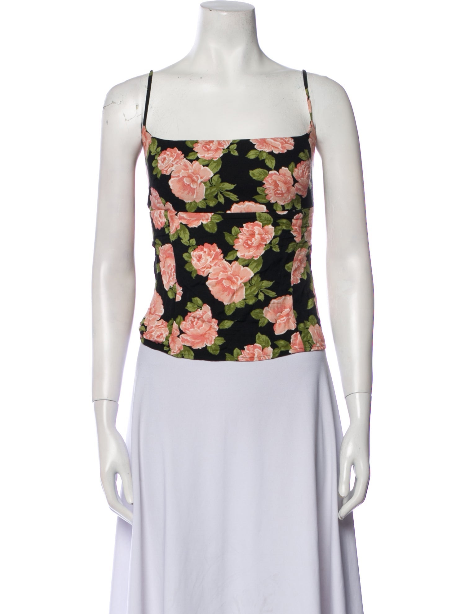 Reformation Floral Print Square Neckline Crop Top
