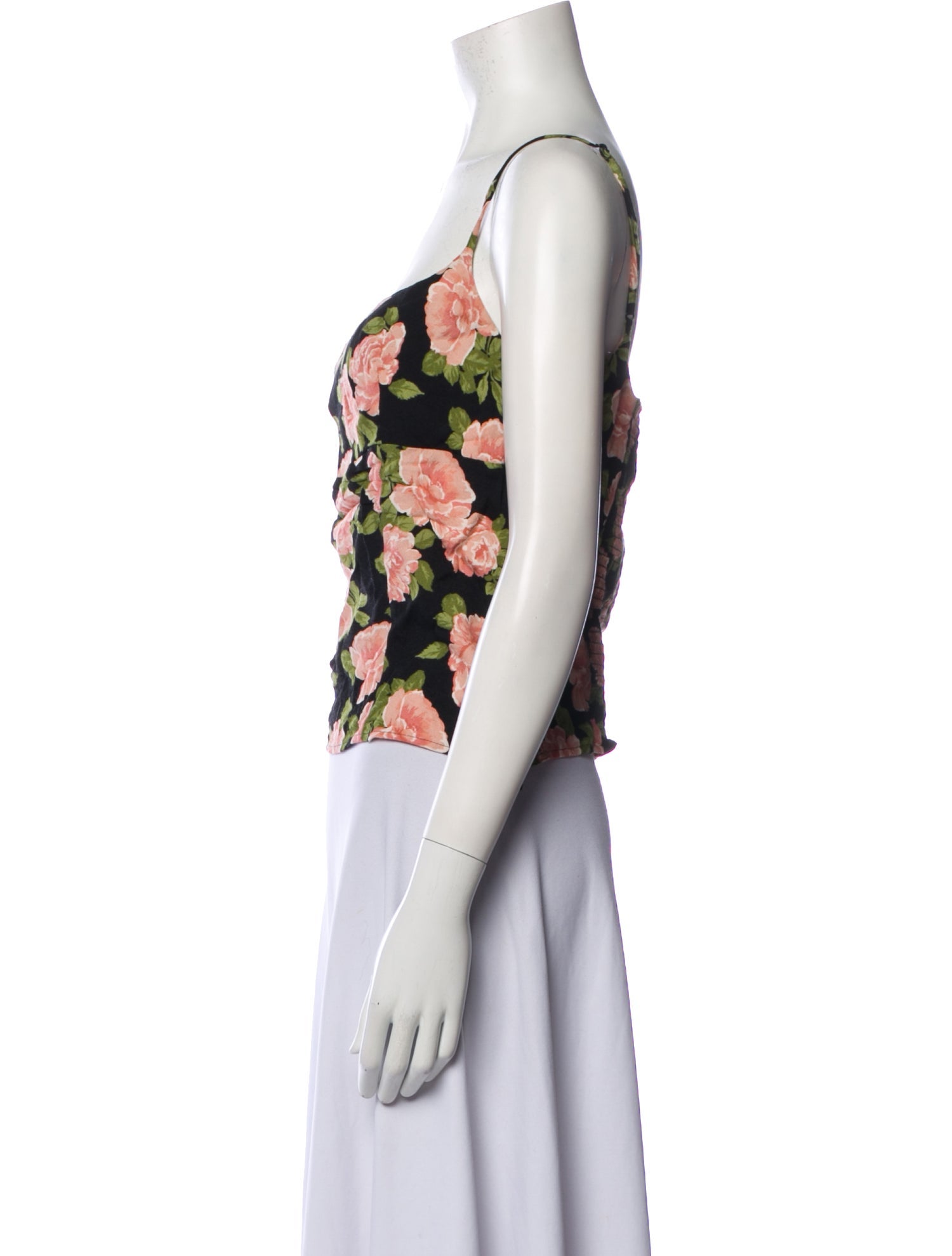 Reformation Floral Print Square Neckline Crop Top