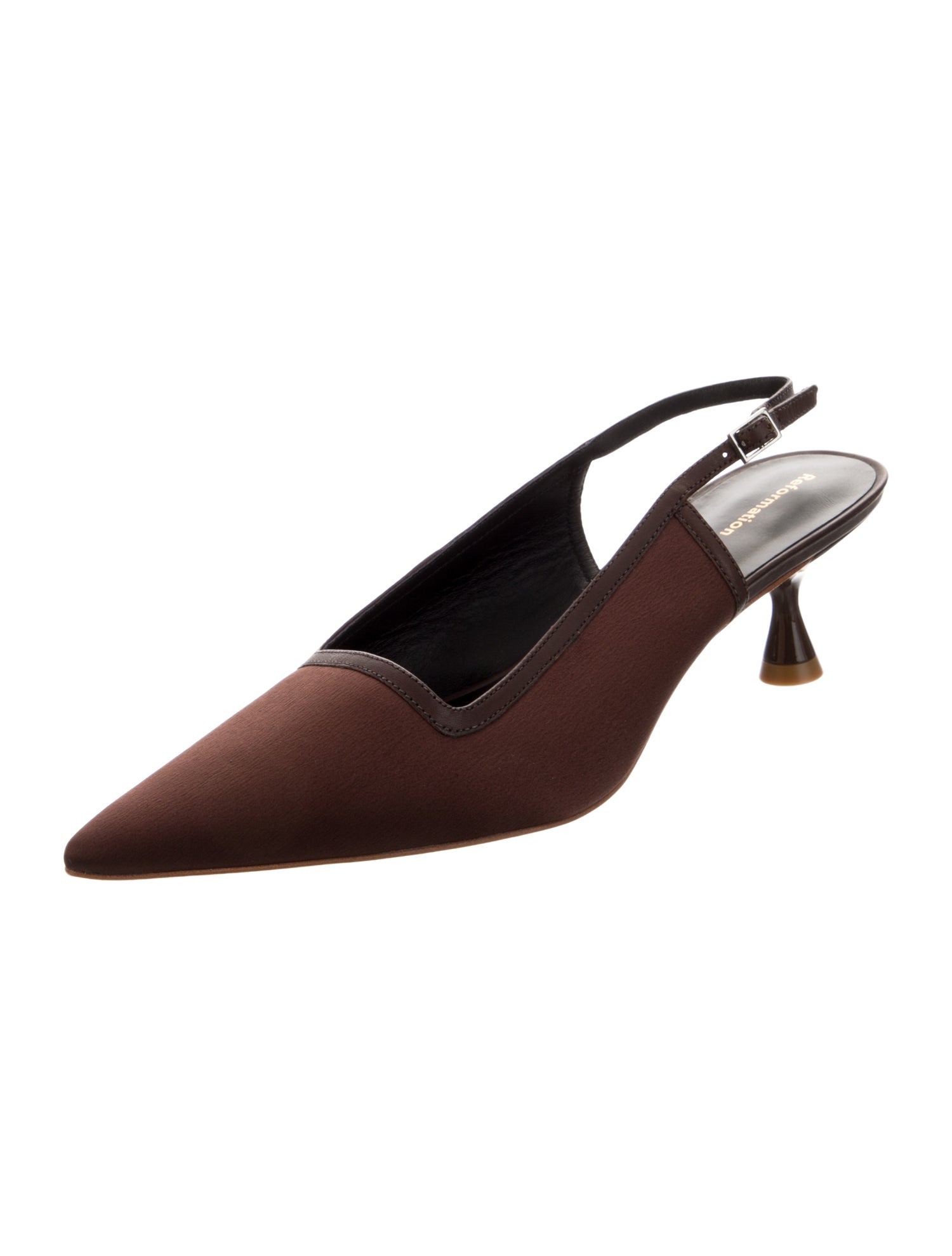 Reformation Satin Slingback Pumps