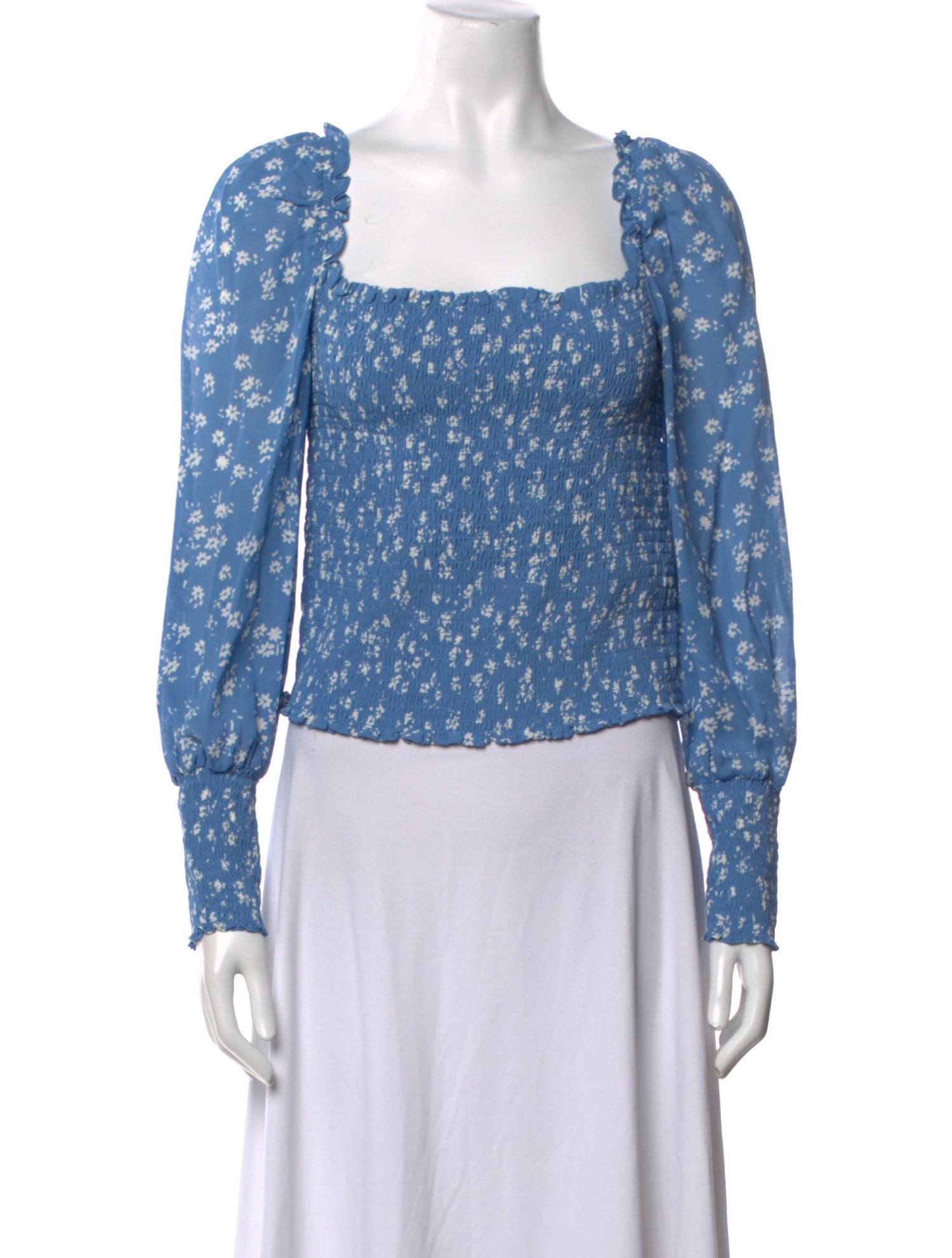 Reformation Floral Print Square Neckline Crop Top
