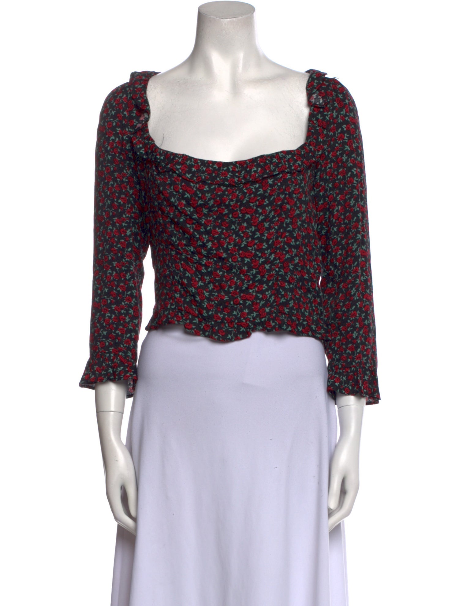 Reformation Floral Print Square Neckline Crop Top