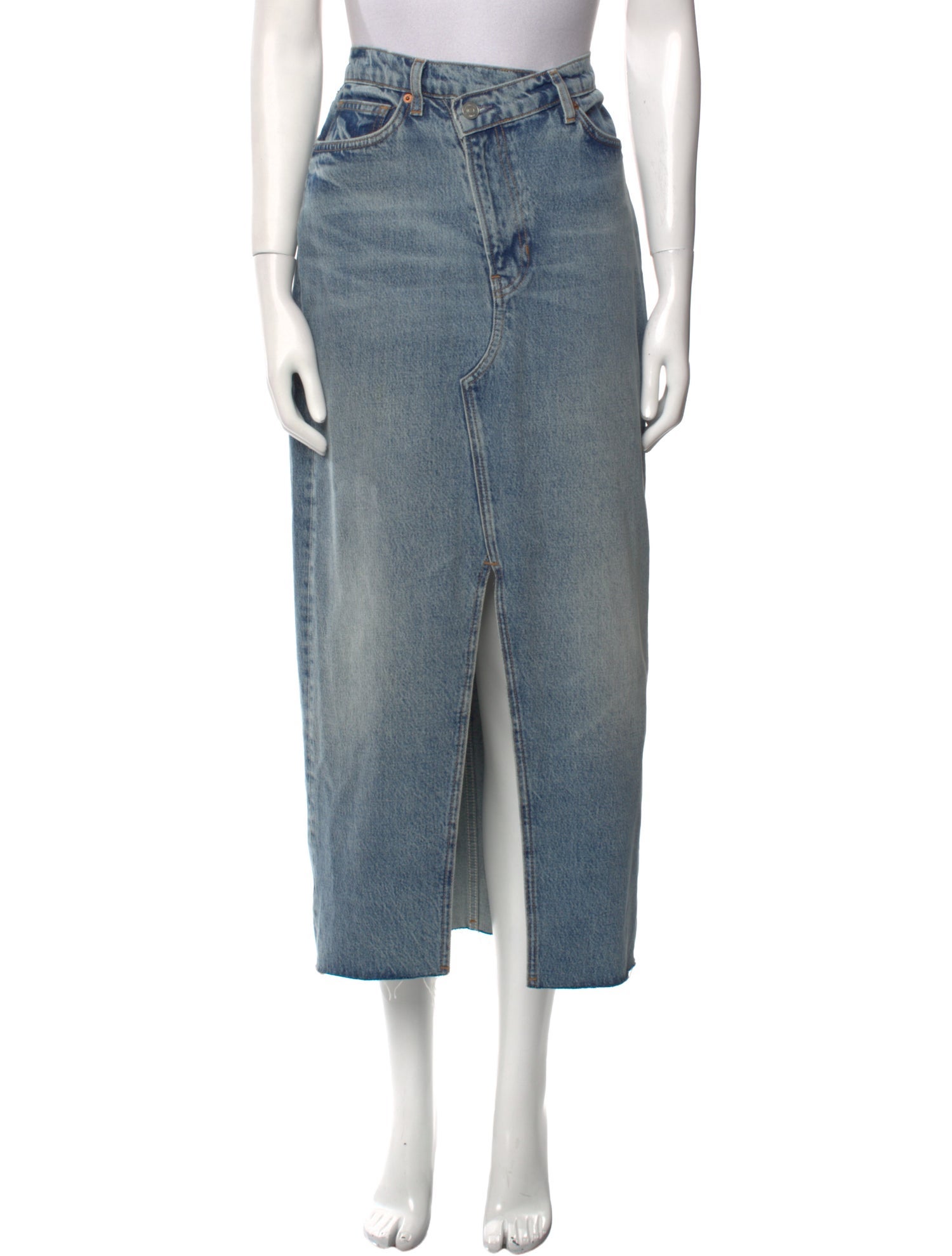 Reformation Distressed Accents Midi Length Skirt