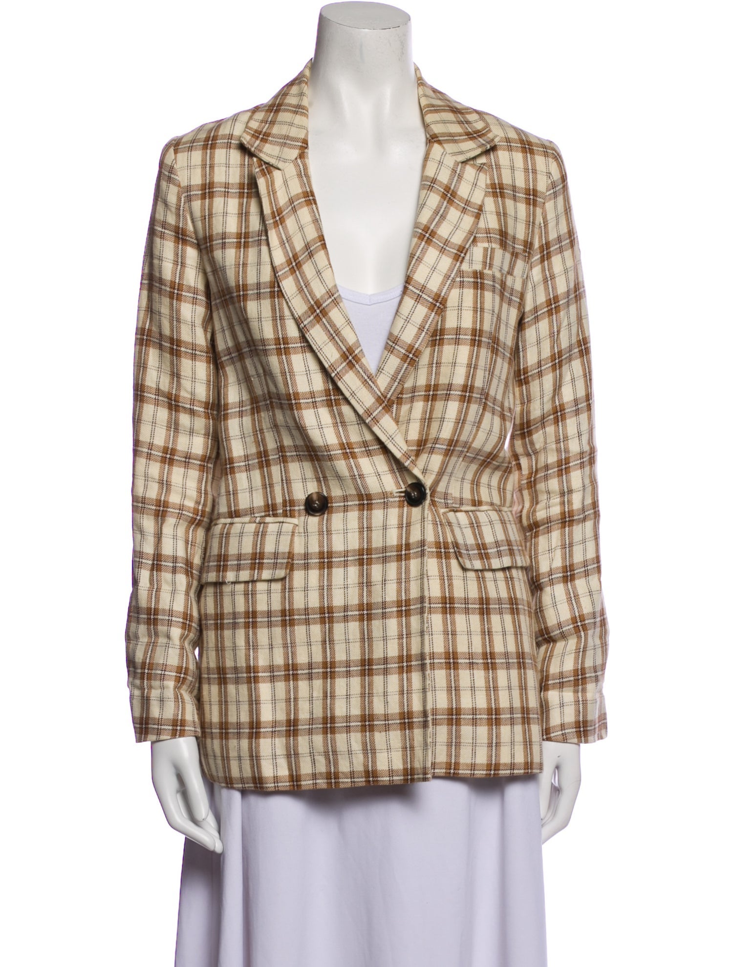 Reformation Linen Plaid Print Blazer