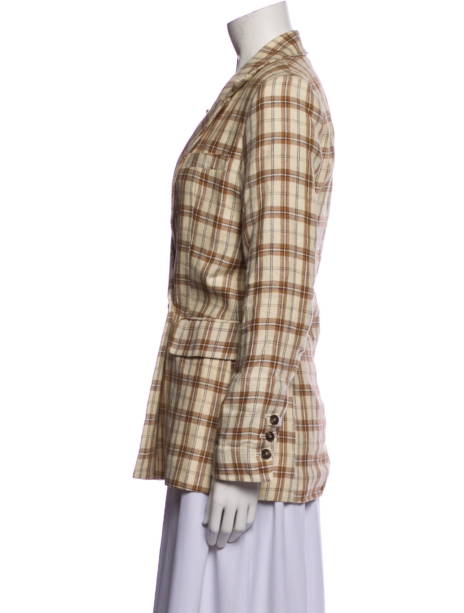 Reformation Linen Plaid Print Blazer