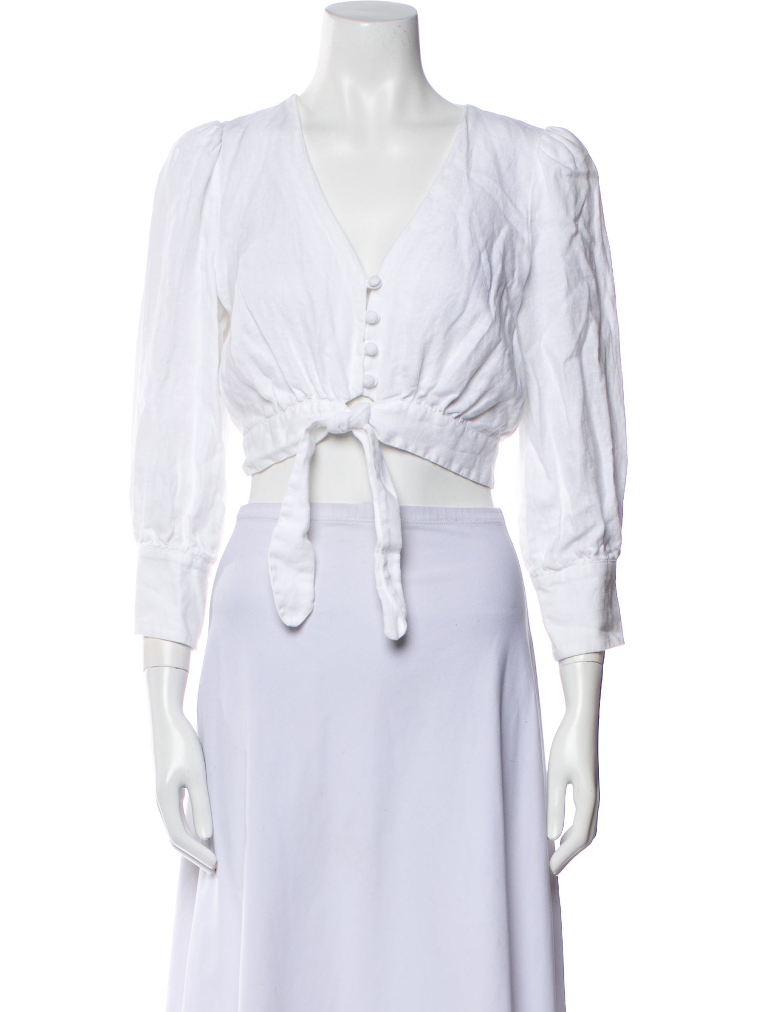 Reformation Linen V-Neck Crop Top