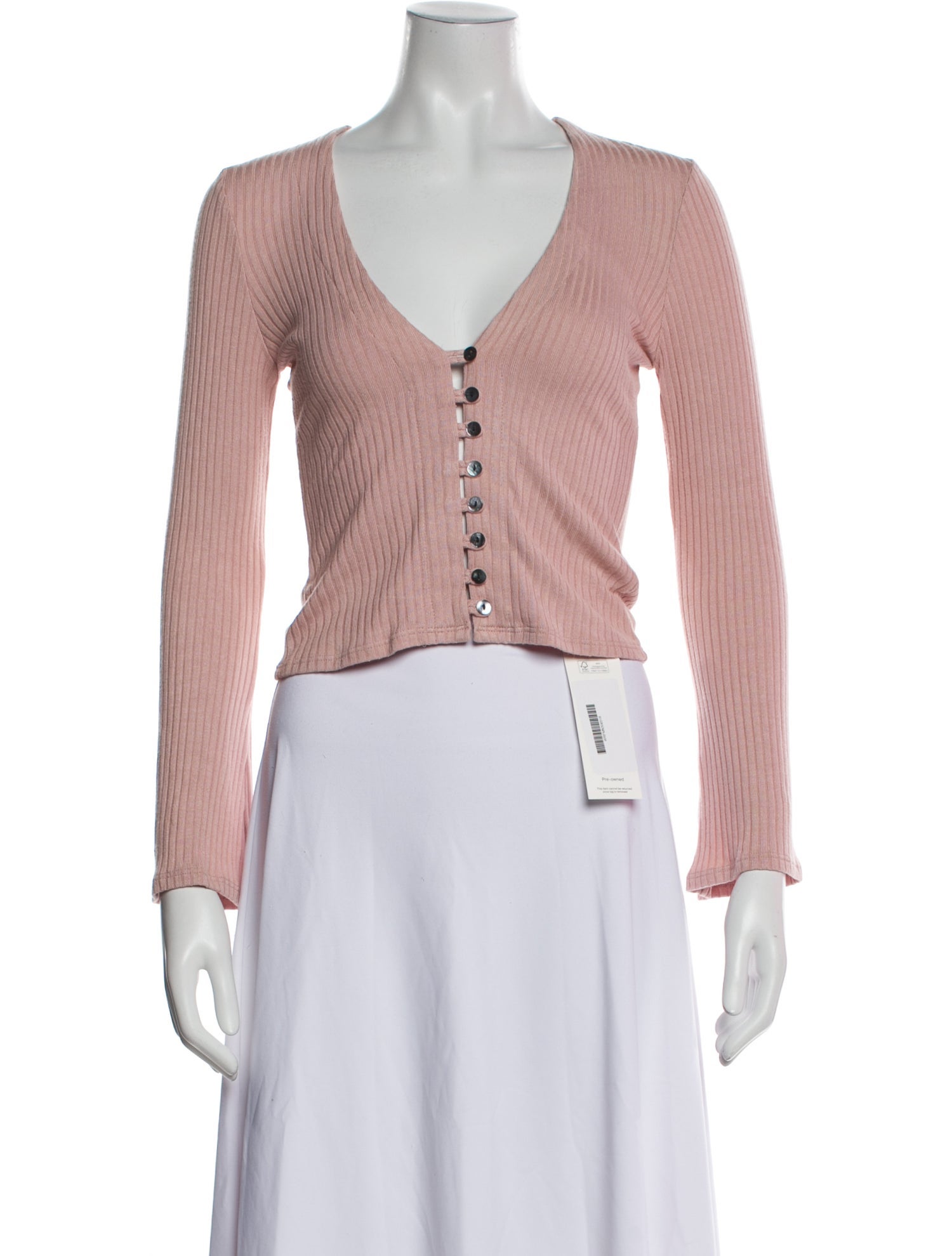 Reformation V-Neck Long Sleeve Crop Top