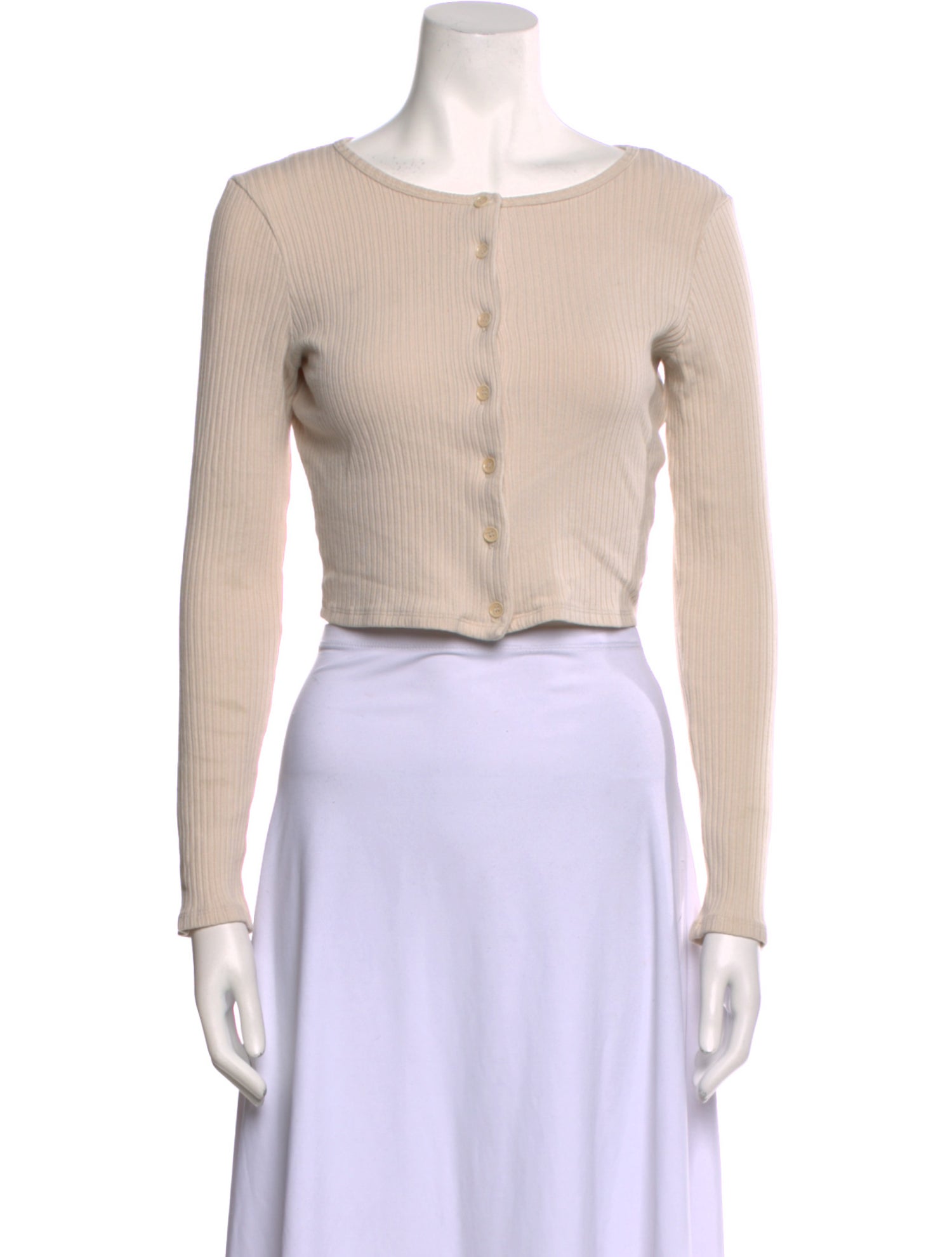 Reformation Scoop Neck Long Sleeve Crop Top