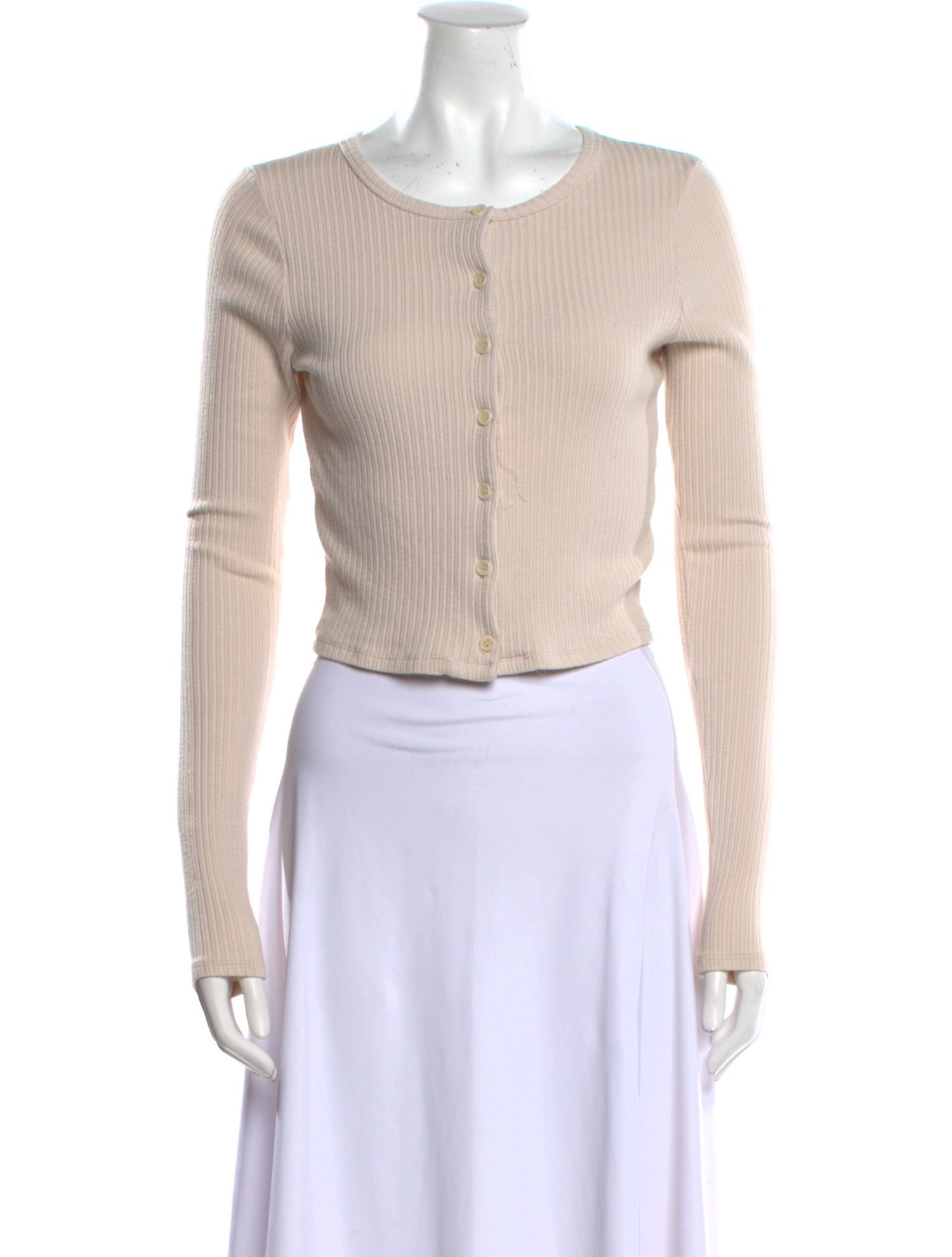 Reformation Crew Neck Long Sleeve Crop Top