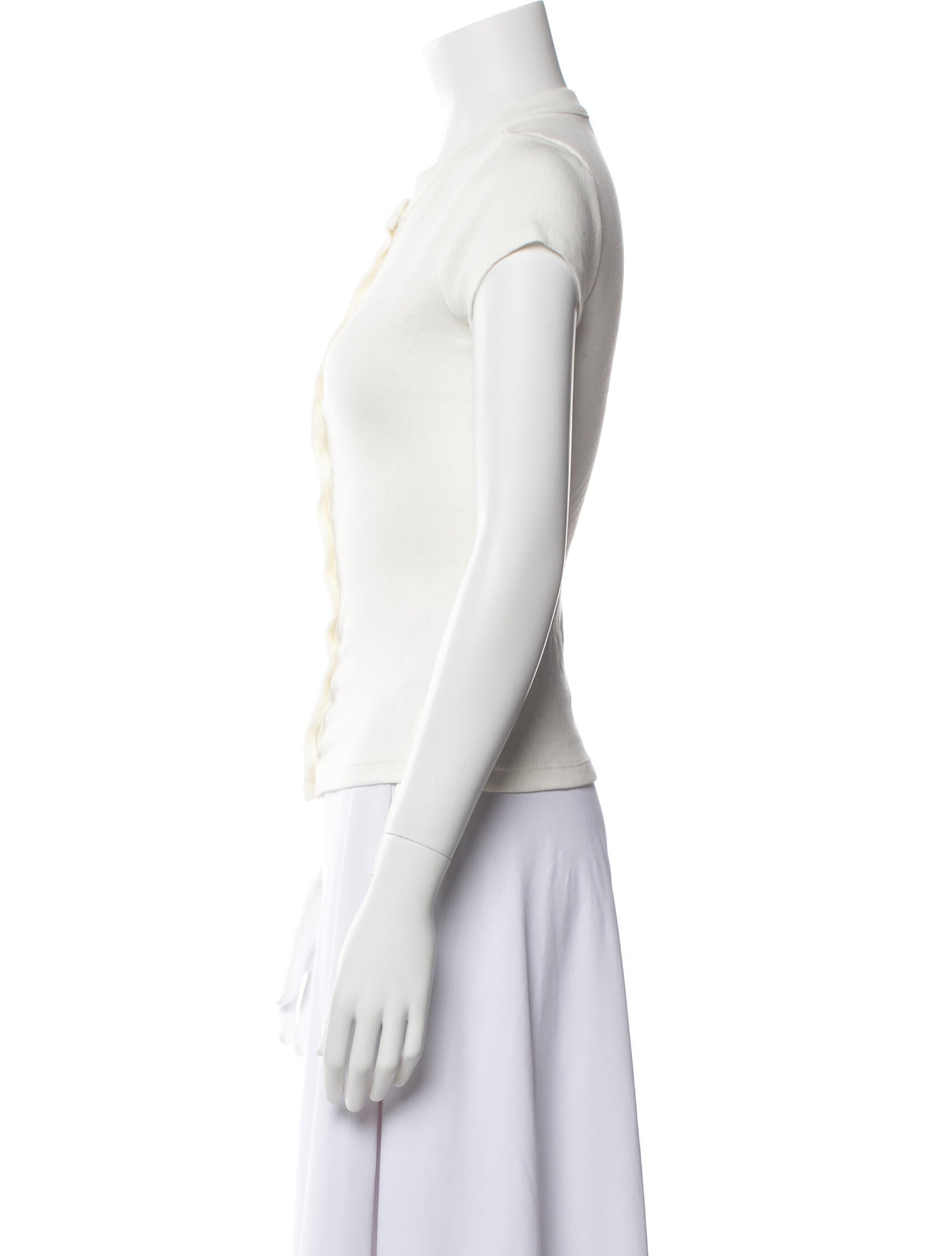 Reformation Scoop Neck Short Sleeve Button-Up Top