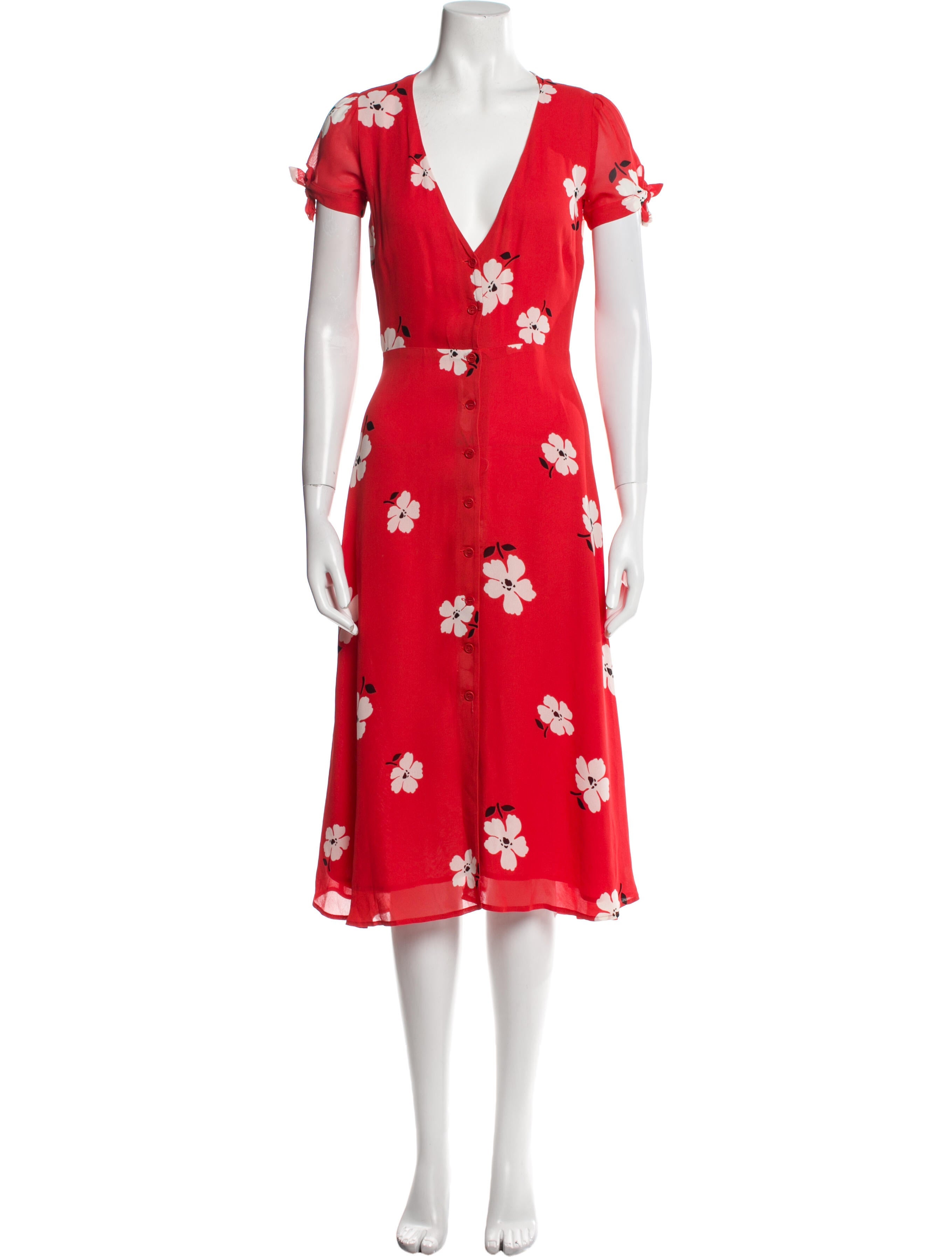 Reformation Floral Print Midi Length Dress