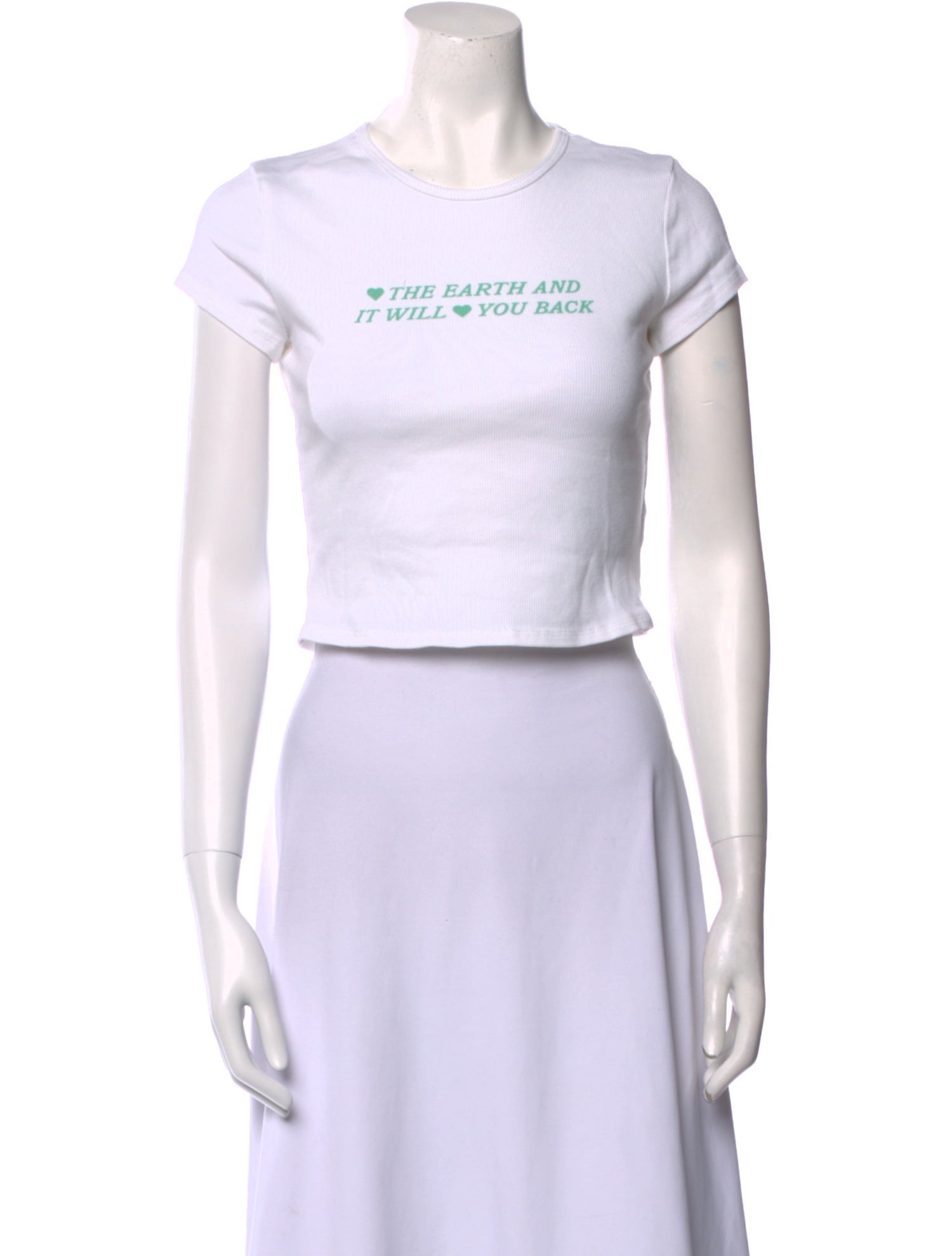 Reformation Graphic Print Crew Neck Crop Top