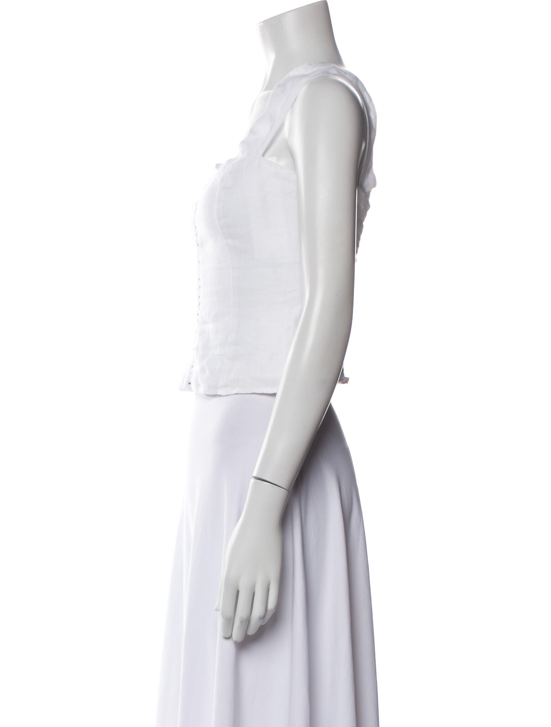 Reformation Linen Square Neckline Crop Top