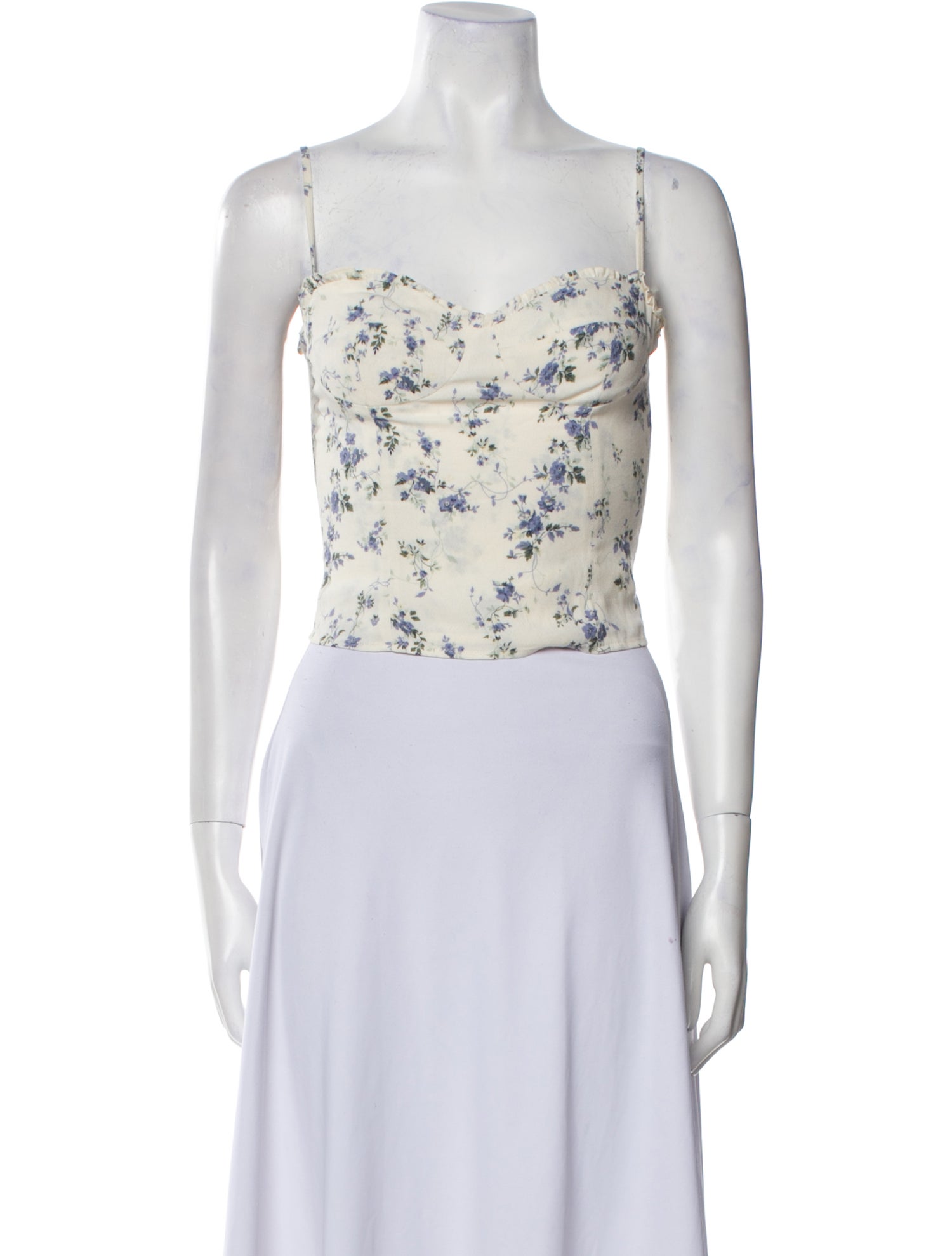 Reformation Floral Print Square Neckline Crop Top