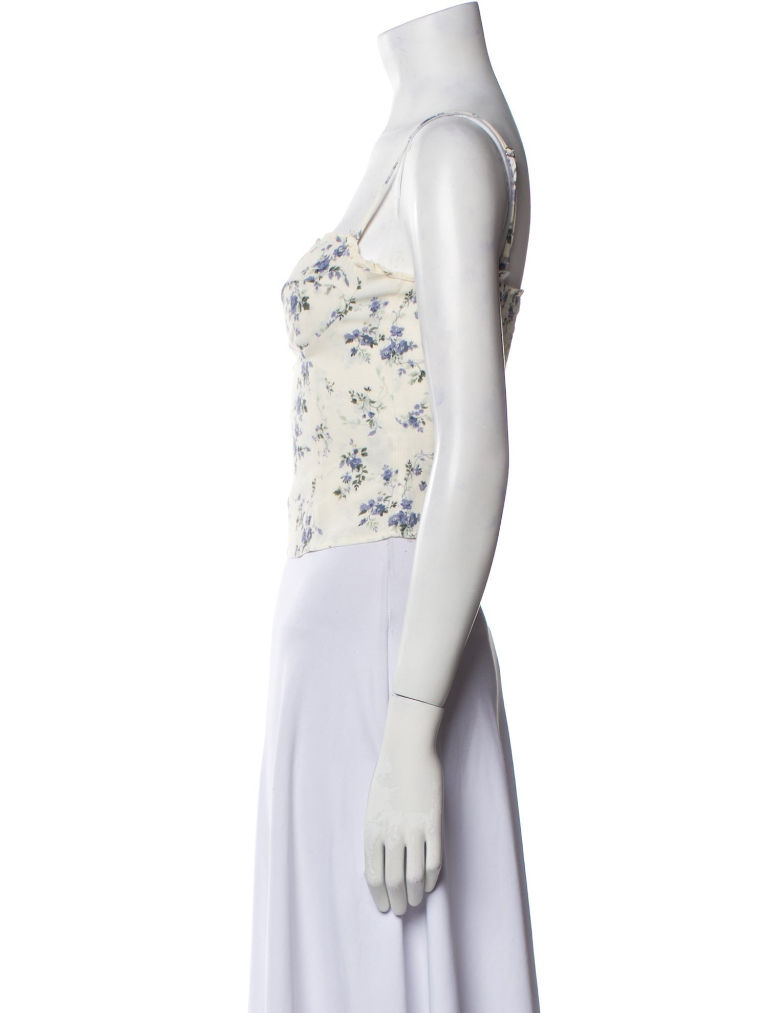 Reformation Floral Print Square Neckline Crop Top