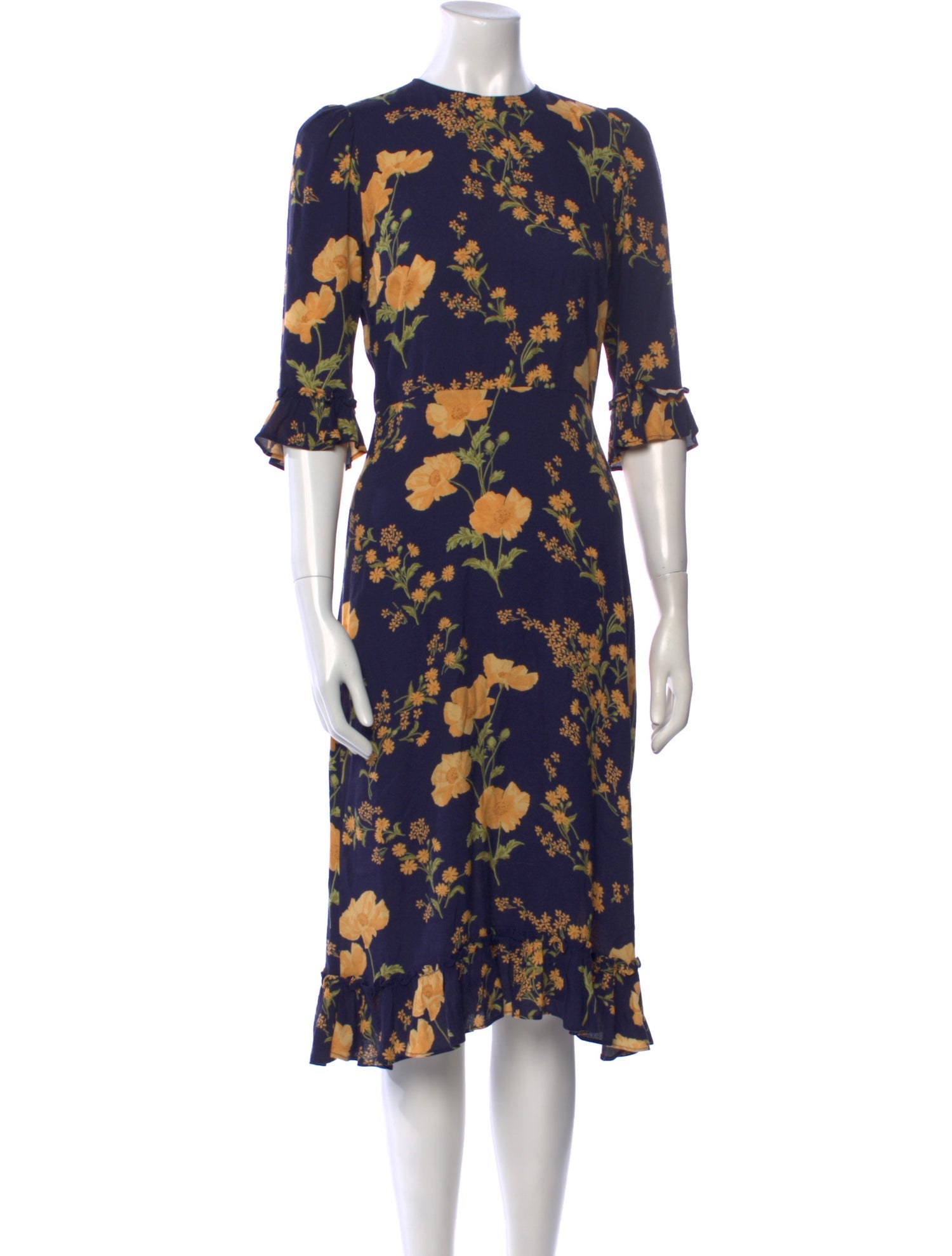 Reformation Floral Print Midi Length Dress