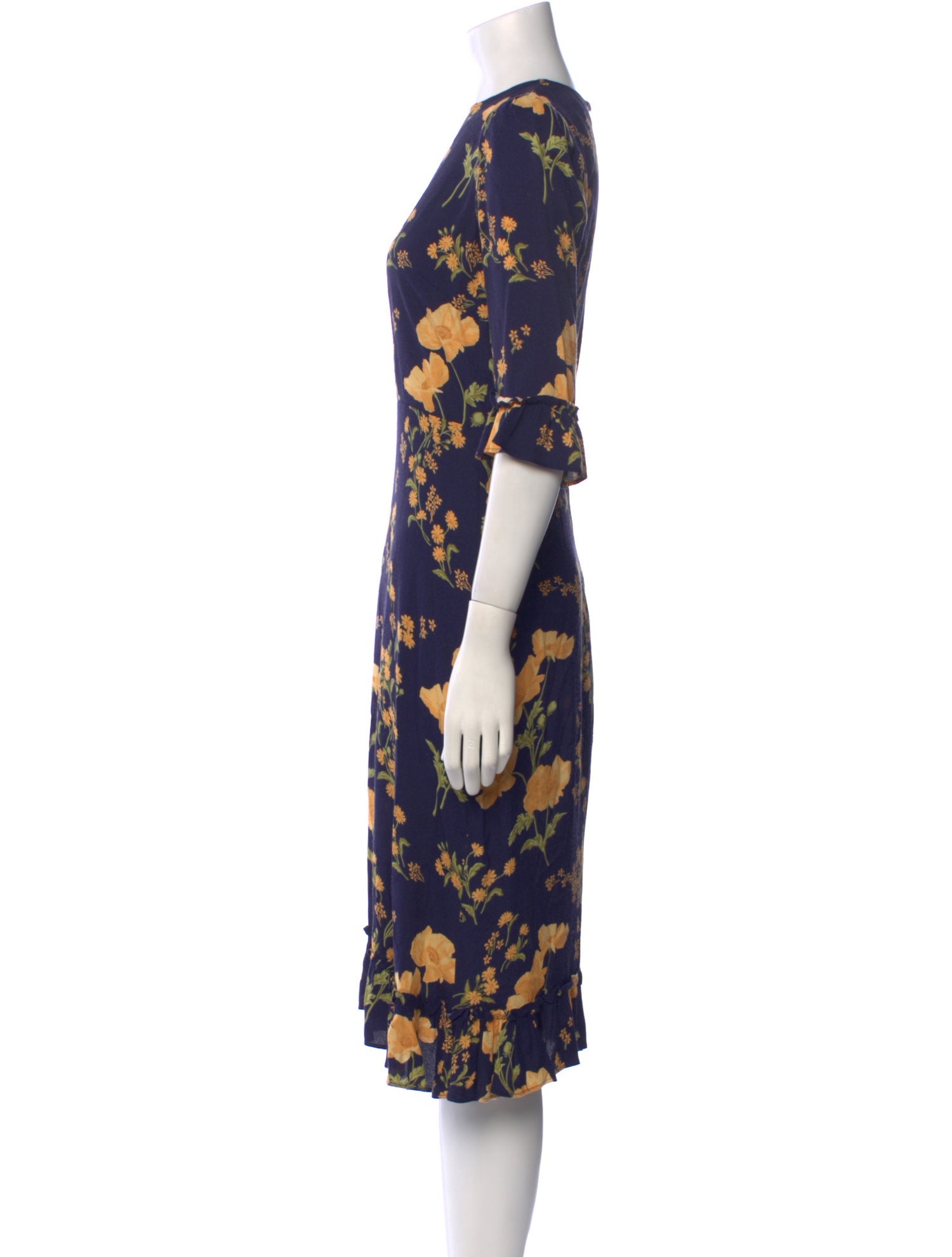 Reformation Floral Print Midi Length Dress