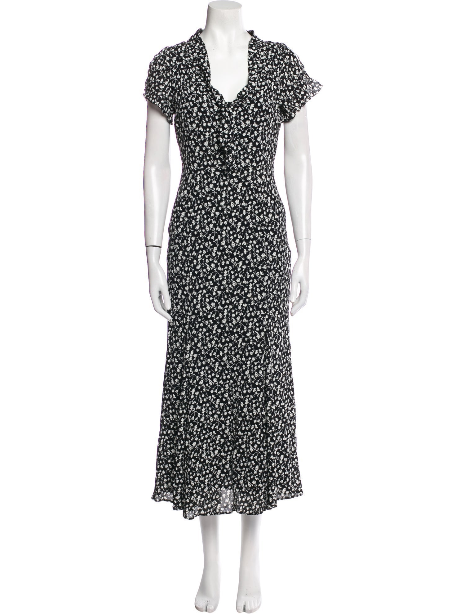 Reformation Floral Print Midi Length Dress