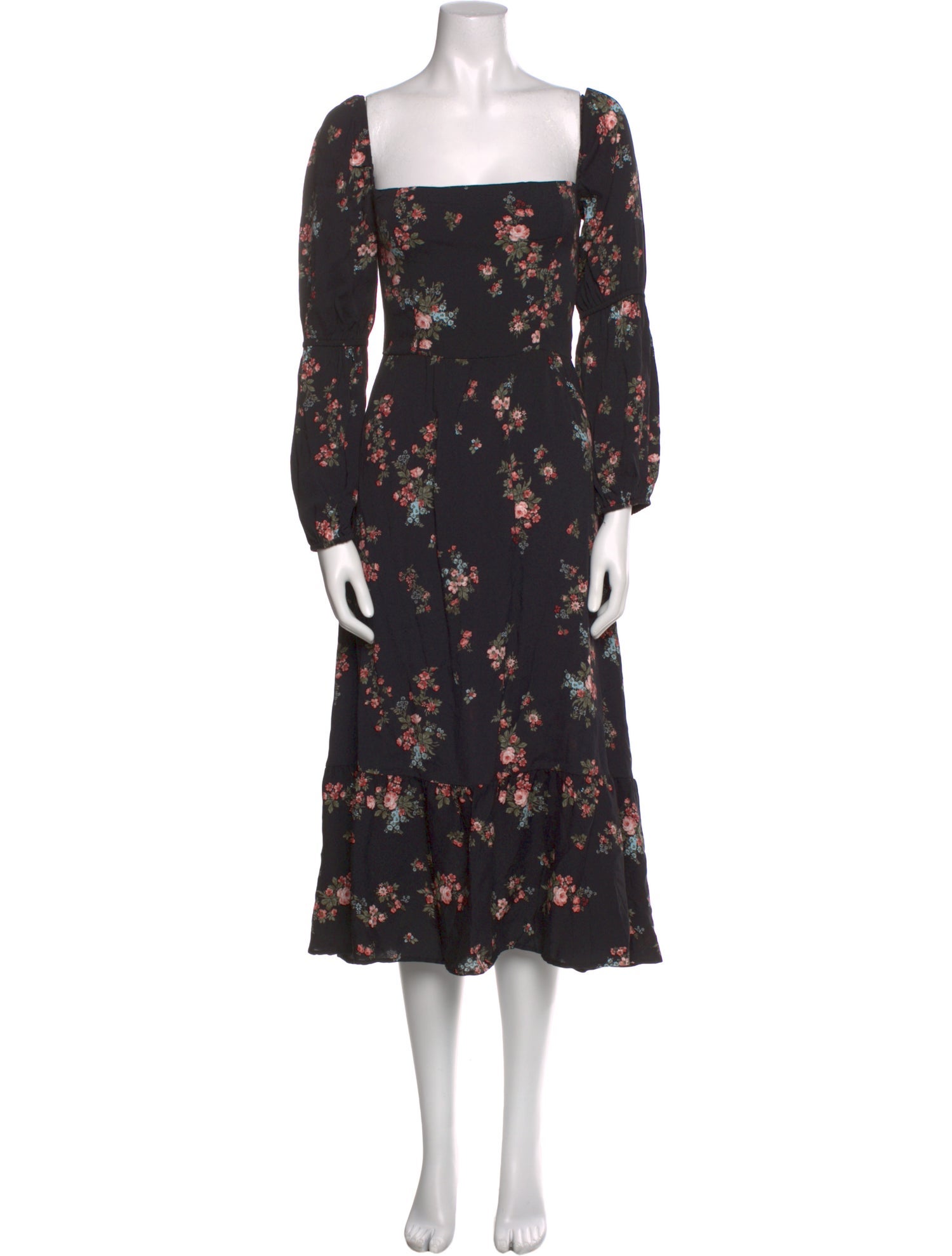 Reformation Floral Print Midi Length Dress