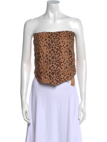Reformation Tops Linen Animal Print Crop Top M