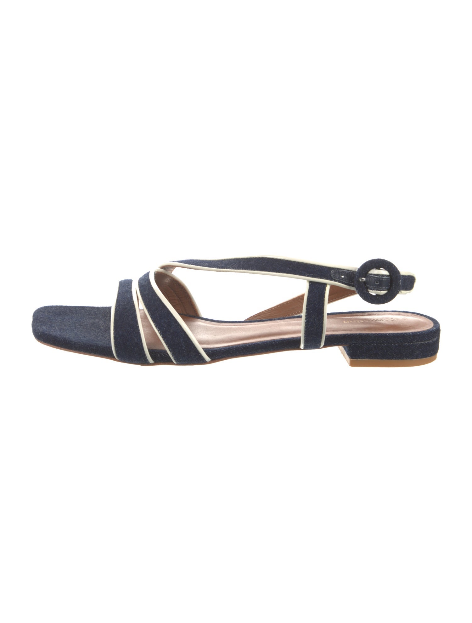 Reformation Denim Colorblock Pattern Slingback Sandals