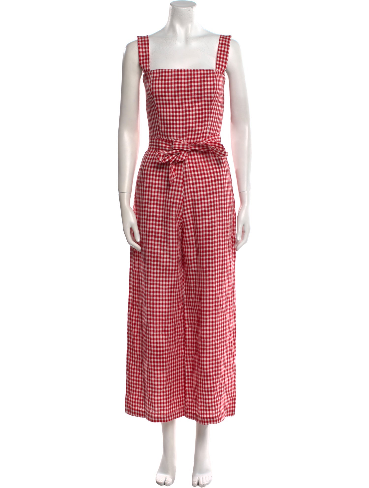 Reformation Linen Plaid Print Jumpsuit