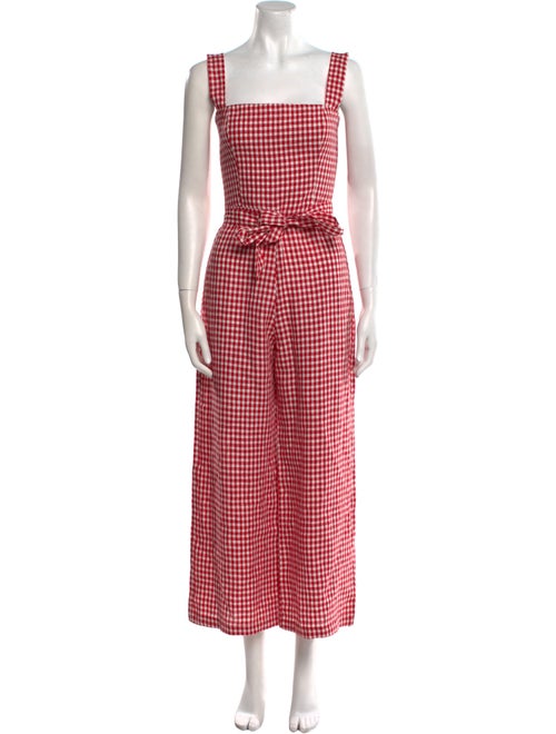 Reformation Linen Plaid Print Jumpsuit