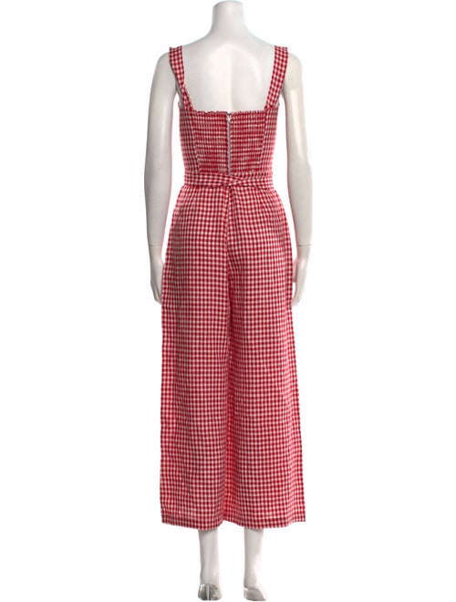 Reformation Linen Plaid Print Jumpsuit
