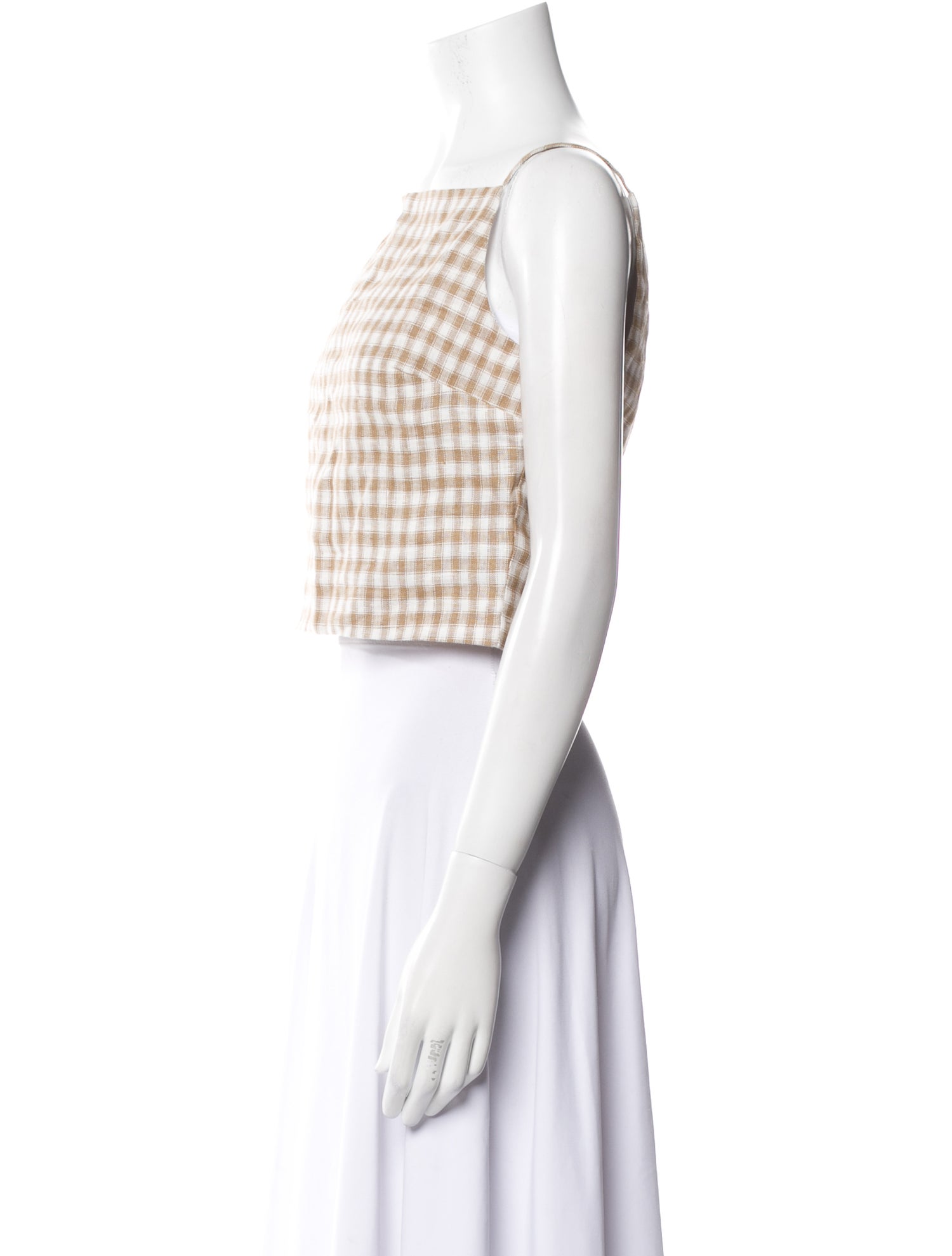 Reformation Linen Plaid Print Crop Top