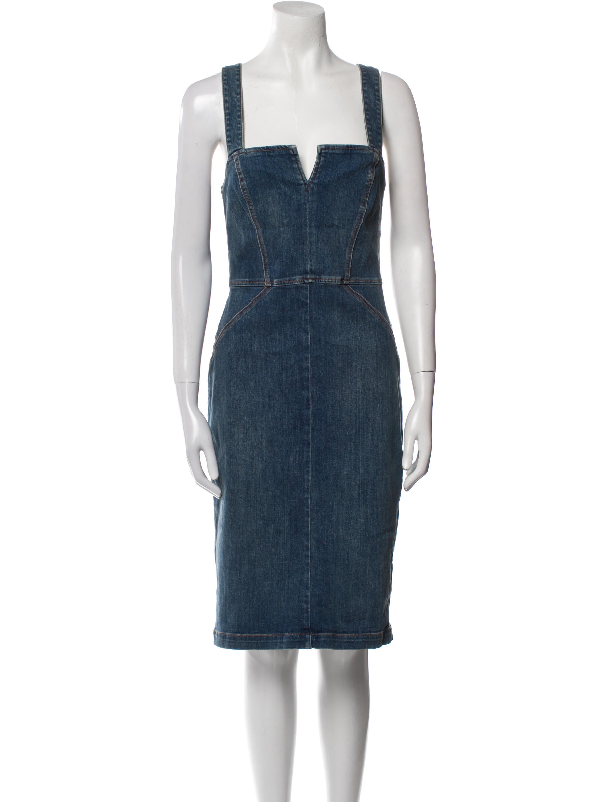 Reformation Square Neckline Knee-Length Dress