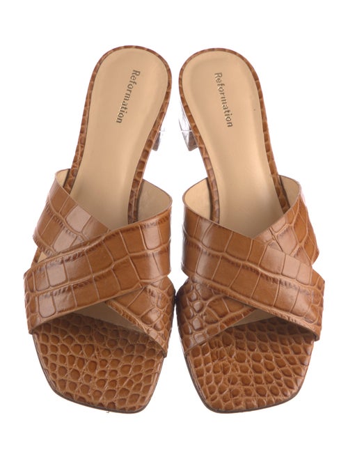 Reformation GG Embossed Leather Slides