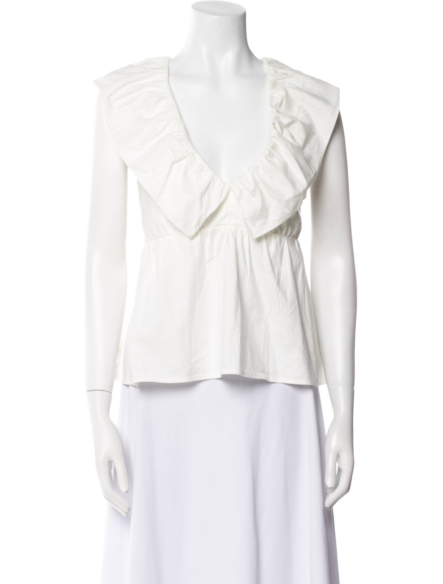 Reformation Plunge Neckline Short Sleeve Blouse