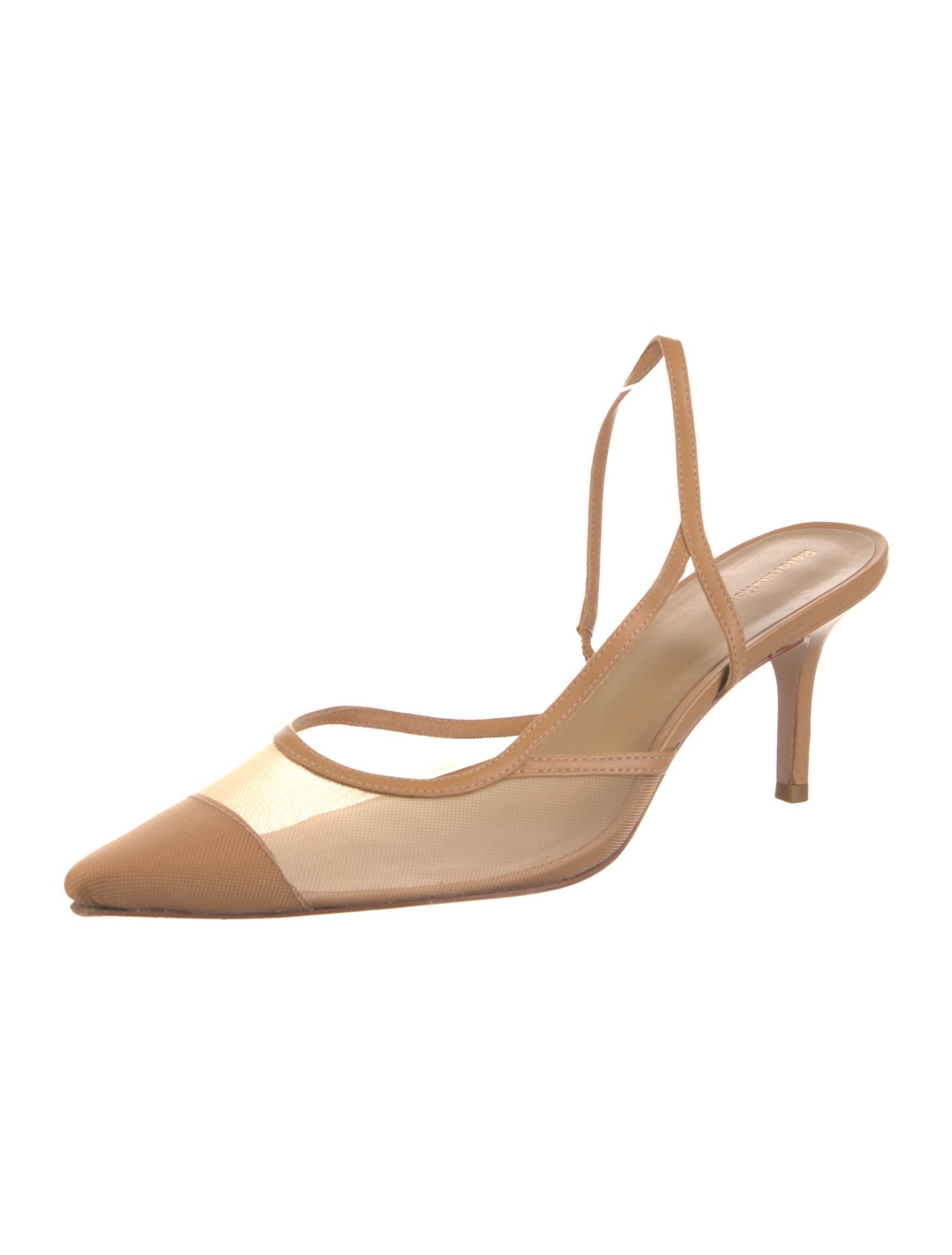 Reformation Leather Mesh Accents Slingback Pumps