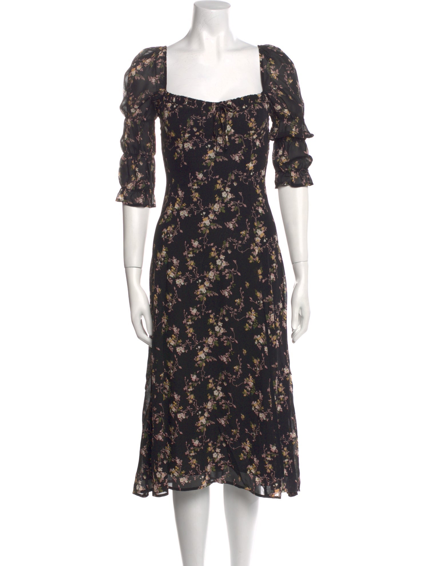 Reformation Floral Print Midi Length Dress