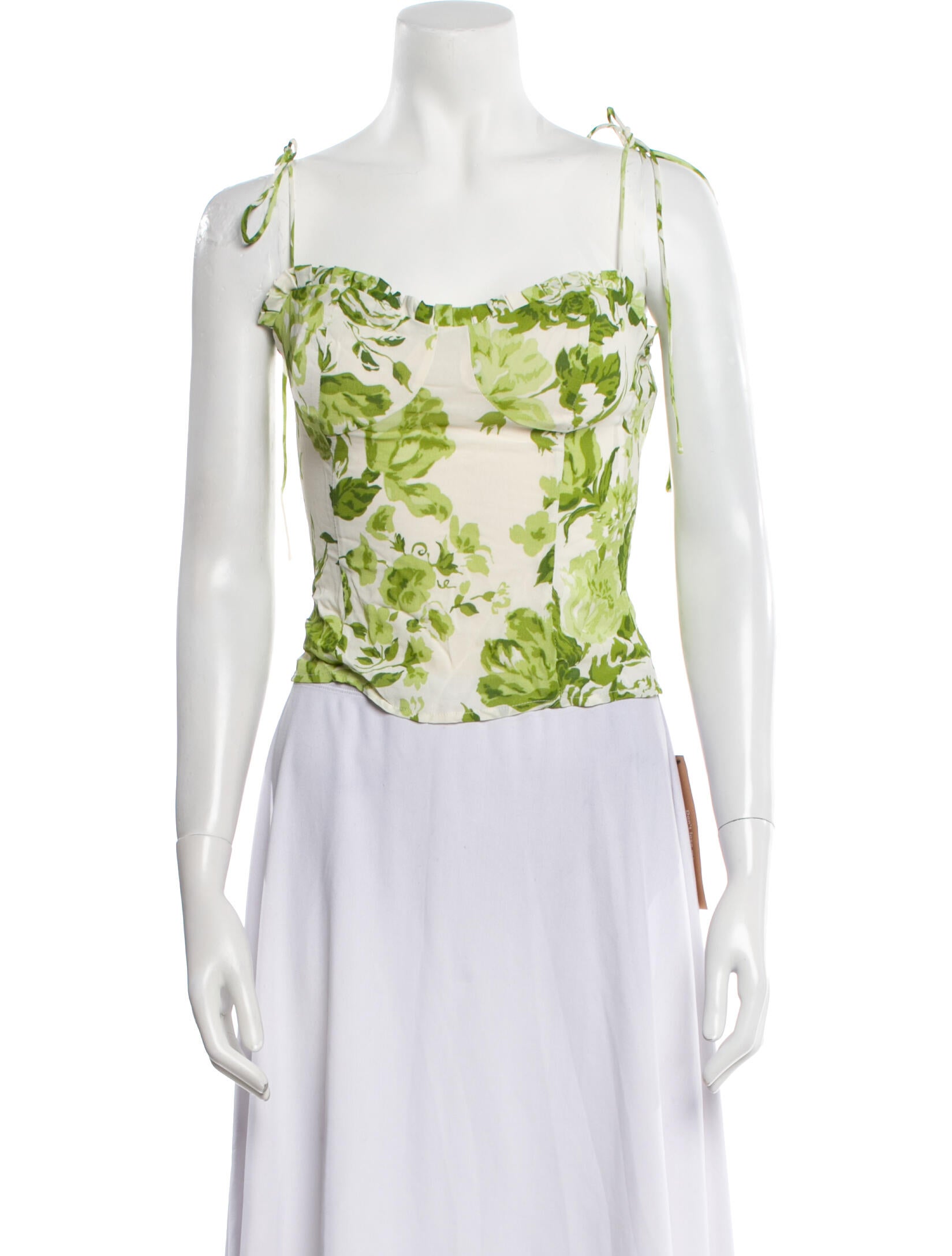 Reformation Floral Print Square Neckline Crop Top