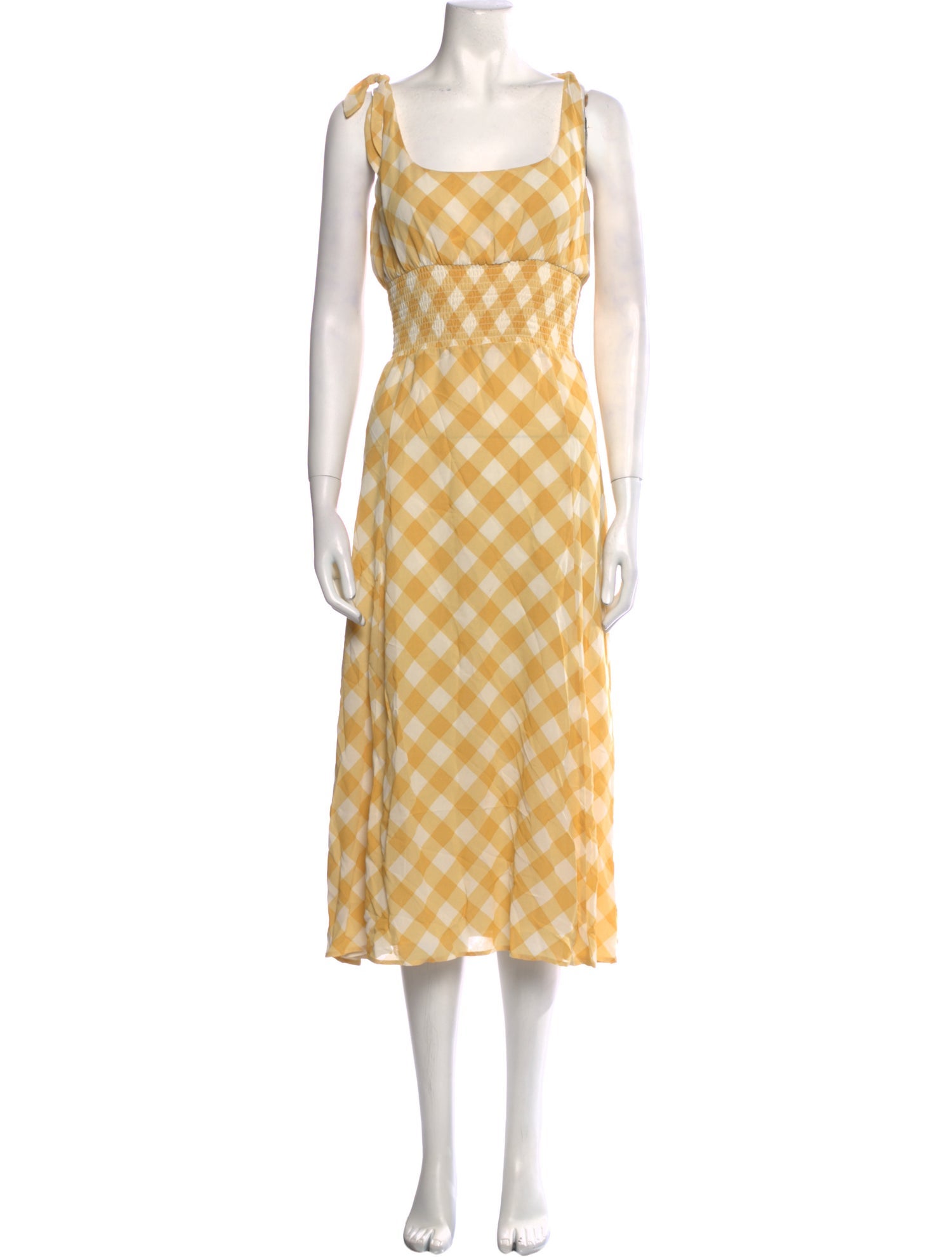 Reformation Plaid Print Midi Length Dress
