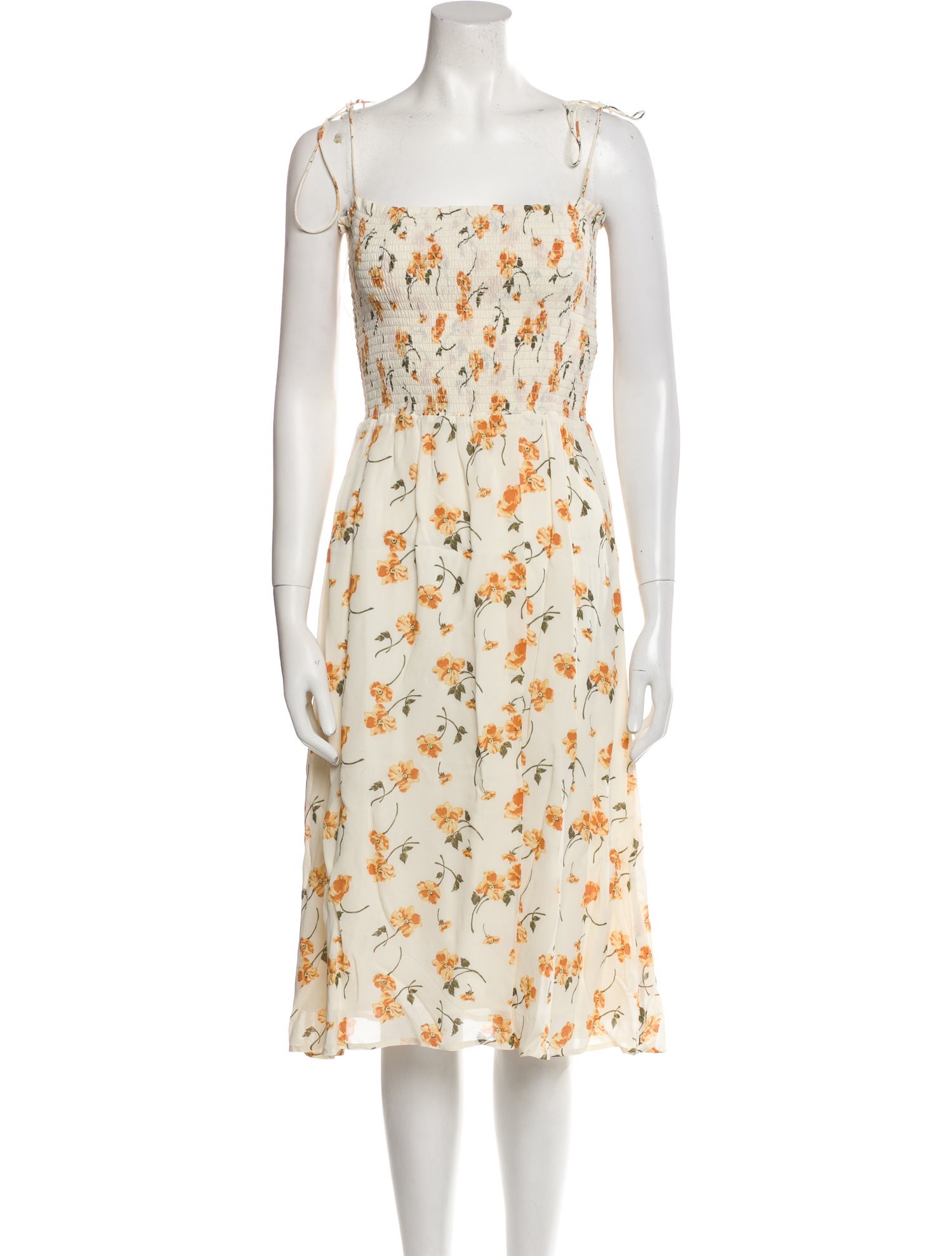 Reformation Floral Print Knee-Length Dress