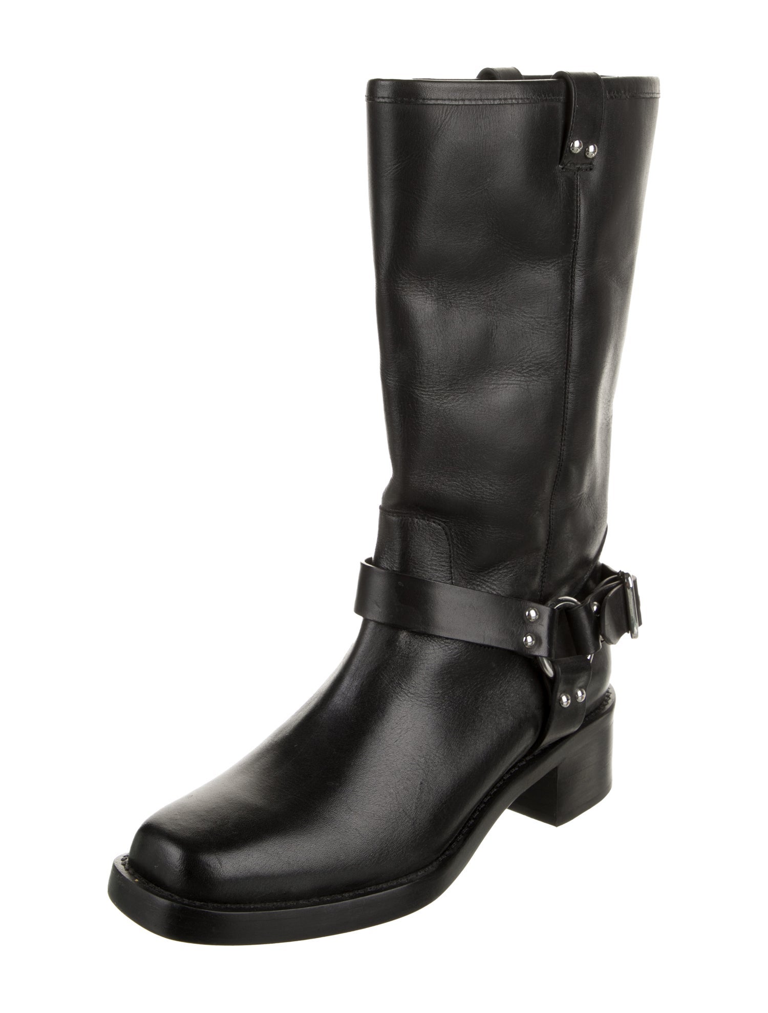 Reformation Leather Studded Accents Moto Boots