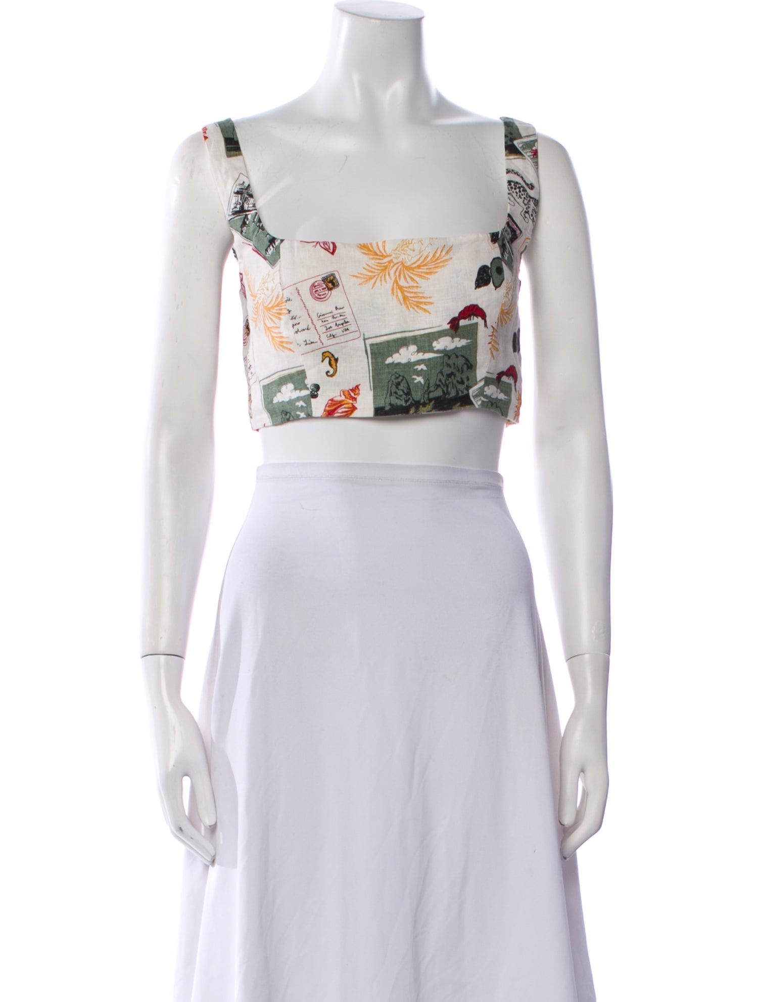 Reformation Linen Floral Print Crop Top