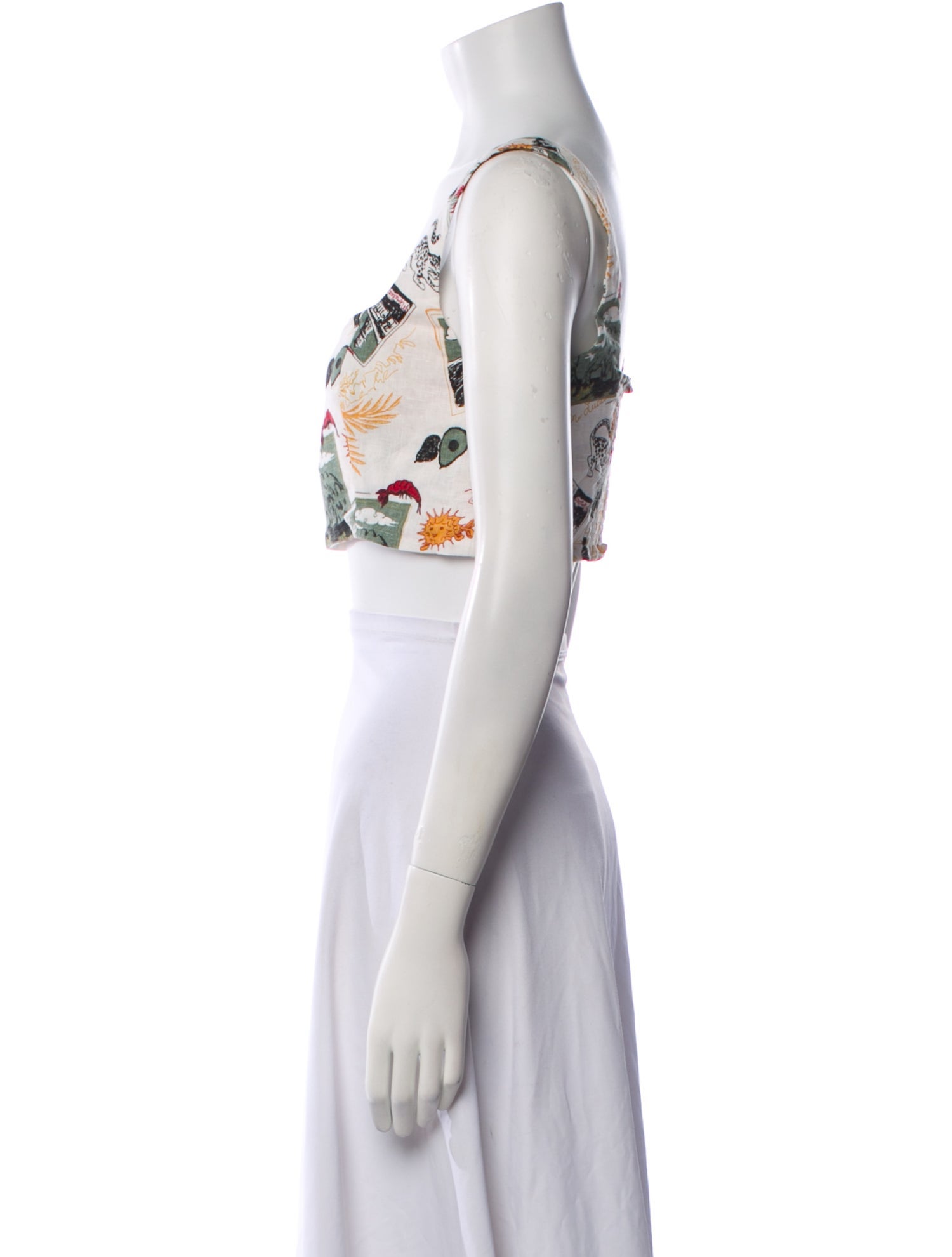 Reformation Linen Floral Print Crop Top