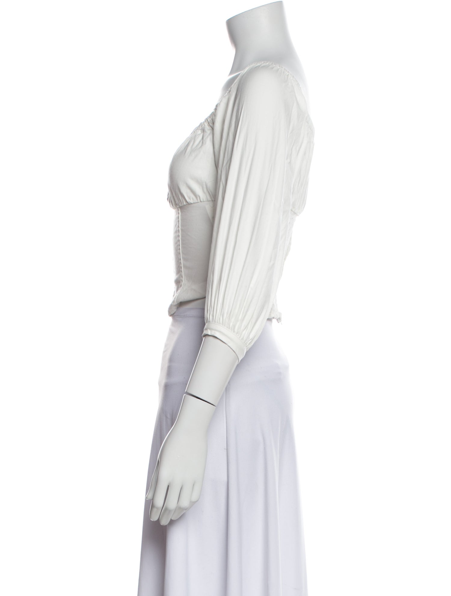 Reformation Square Neckline Three-Quarter Sleeve Crop Top