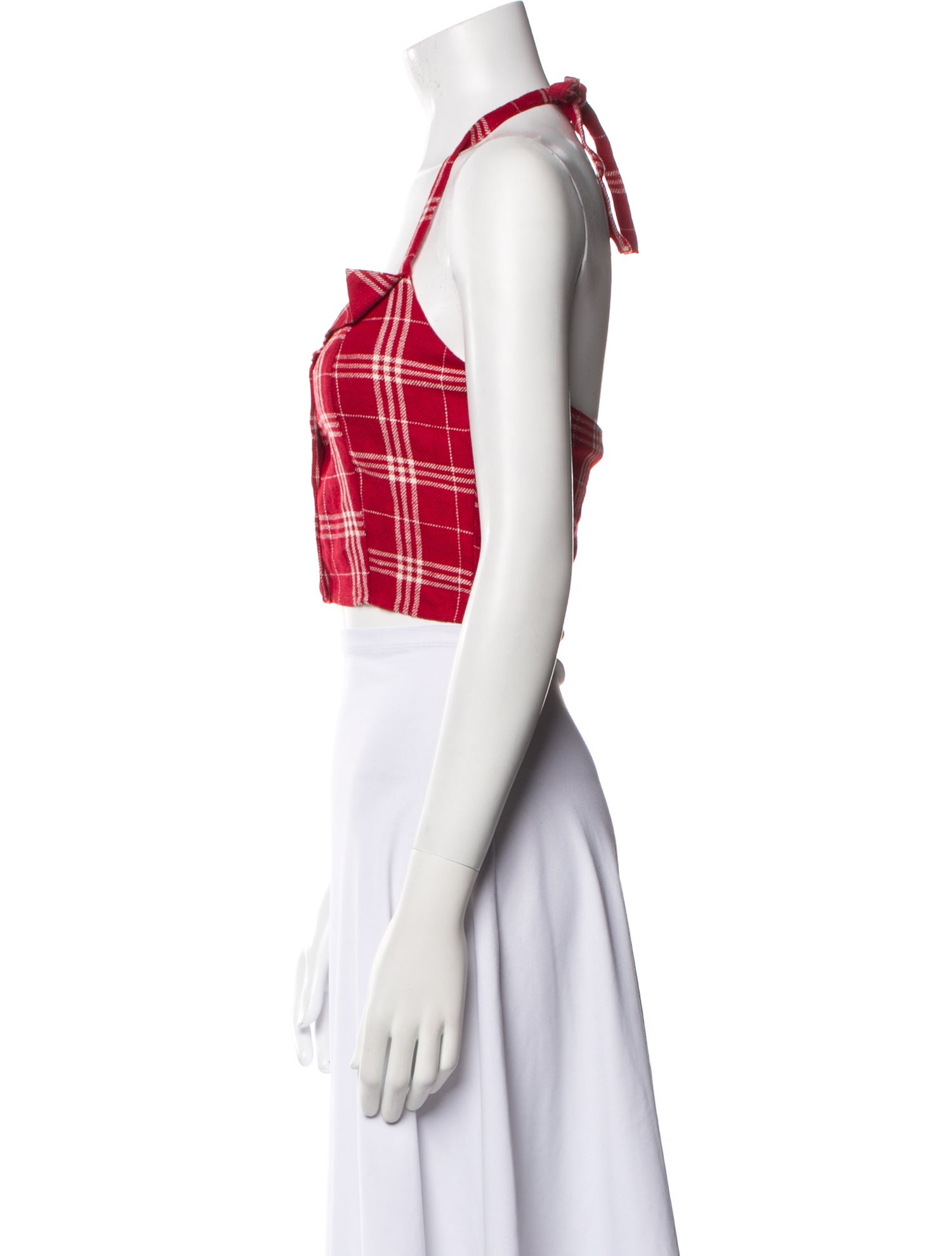 Reformation Linen Plaid Print Crop Top