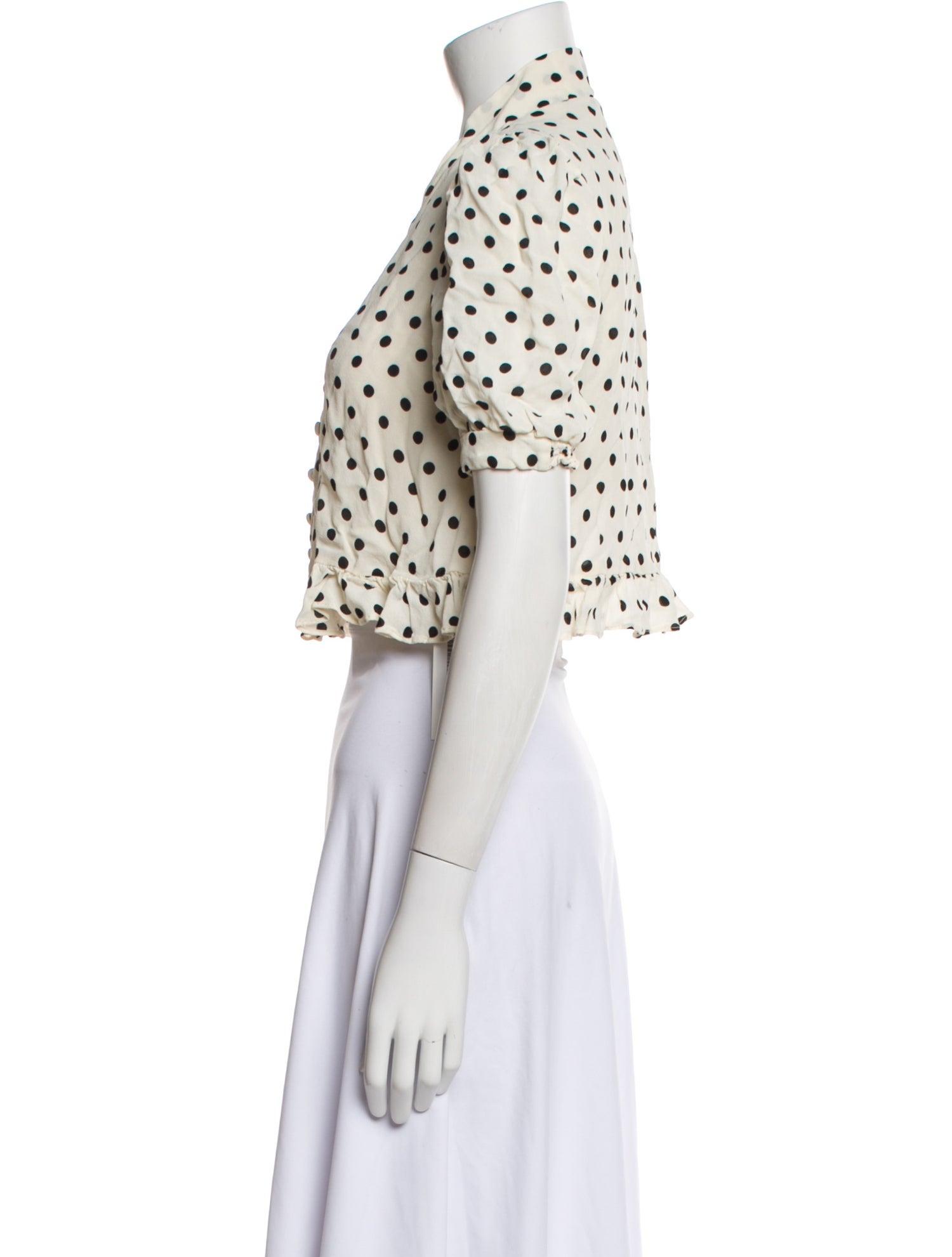 Reformation Polka Dot Print V-Neck Crop Top