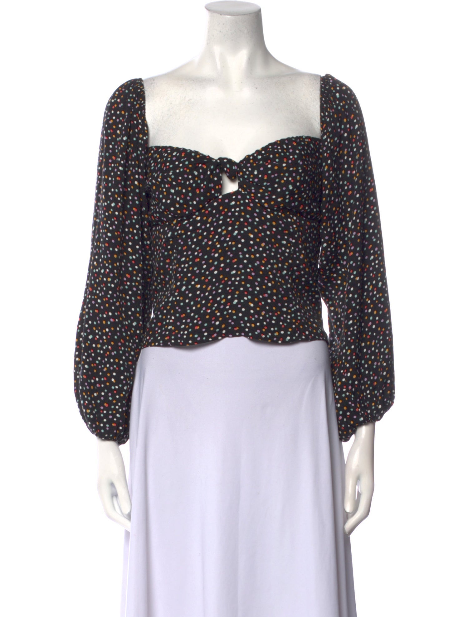 Reformation Polka Dot Print Square Neckline Crop Top