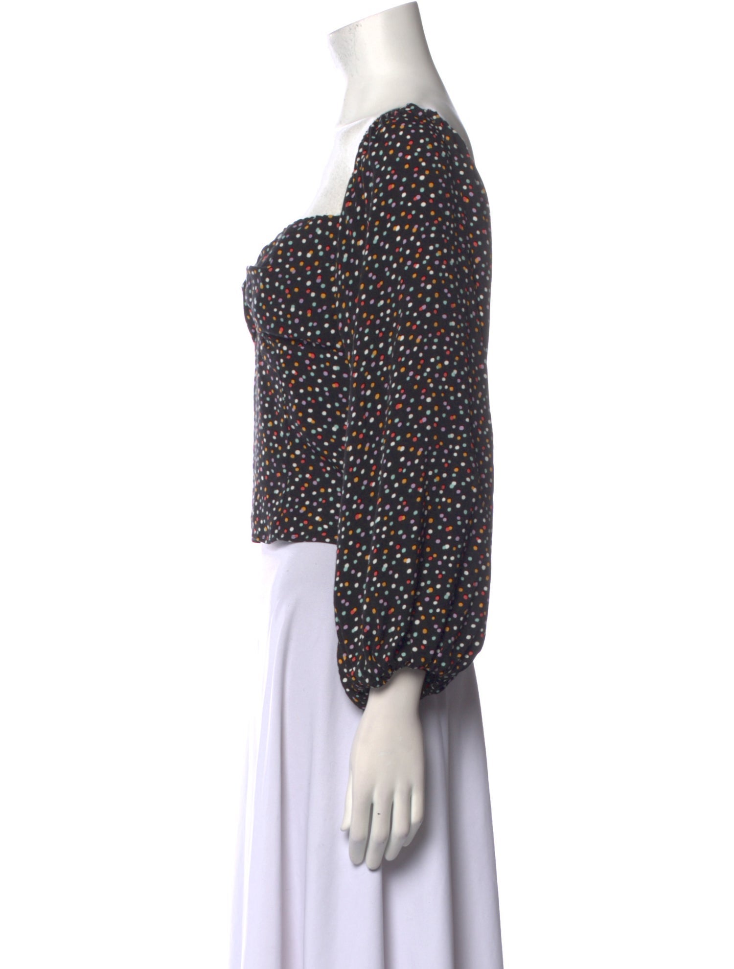 Reformation Polka Dot Print Square Neckline Crop Top