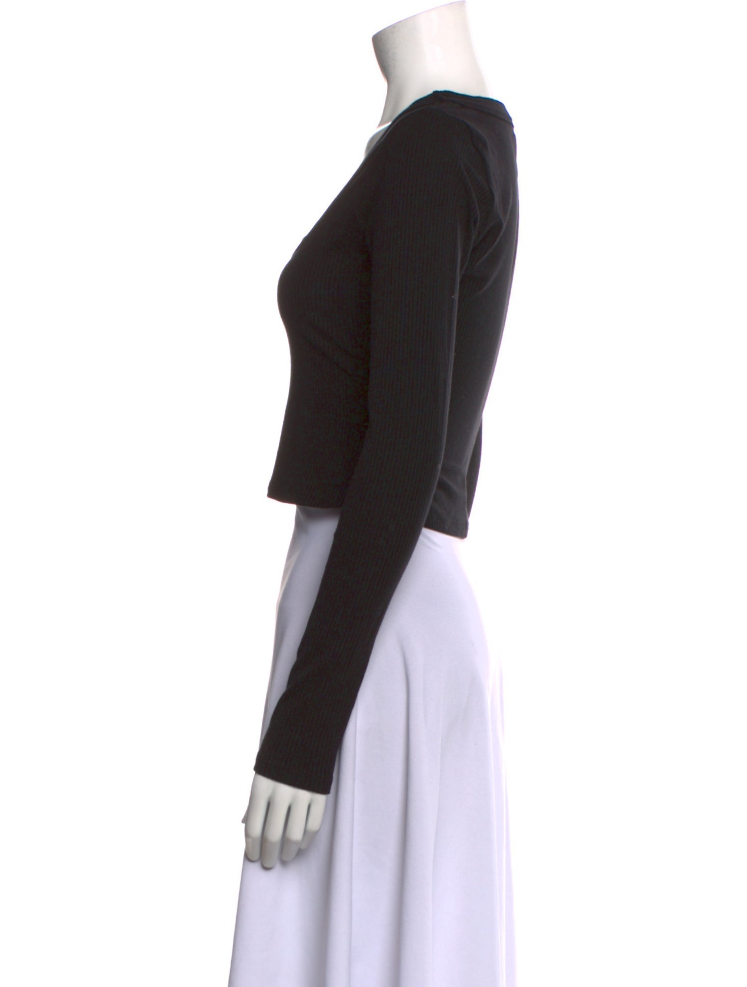 Reformation Scoop Neck Long Sleeve Crop Top