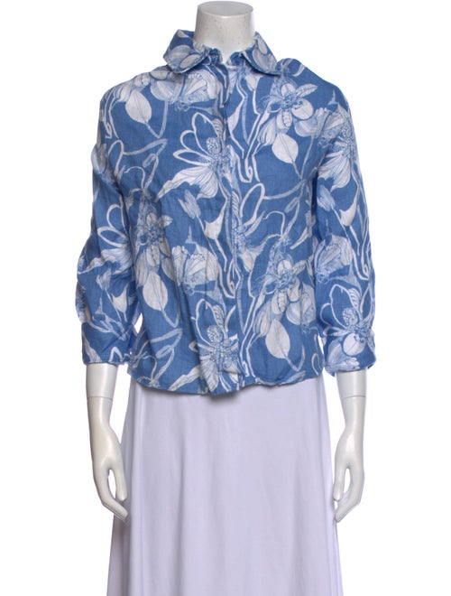 Reformation Linen Printed Button-Up Top